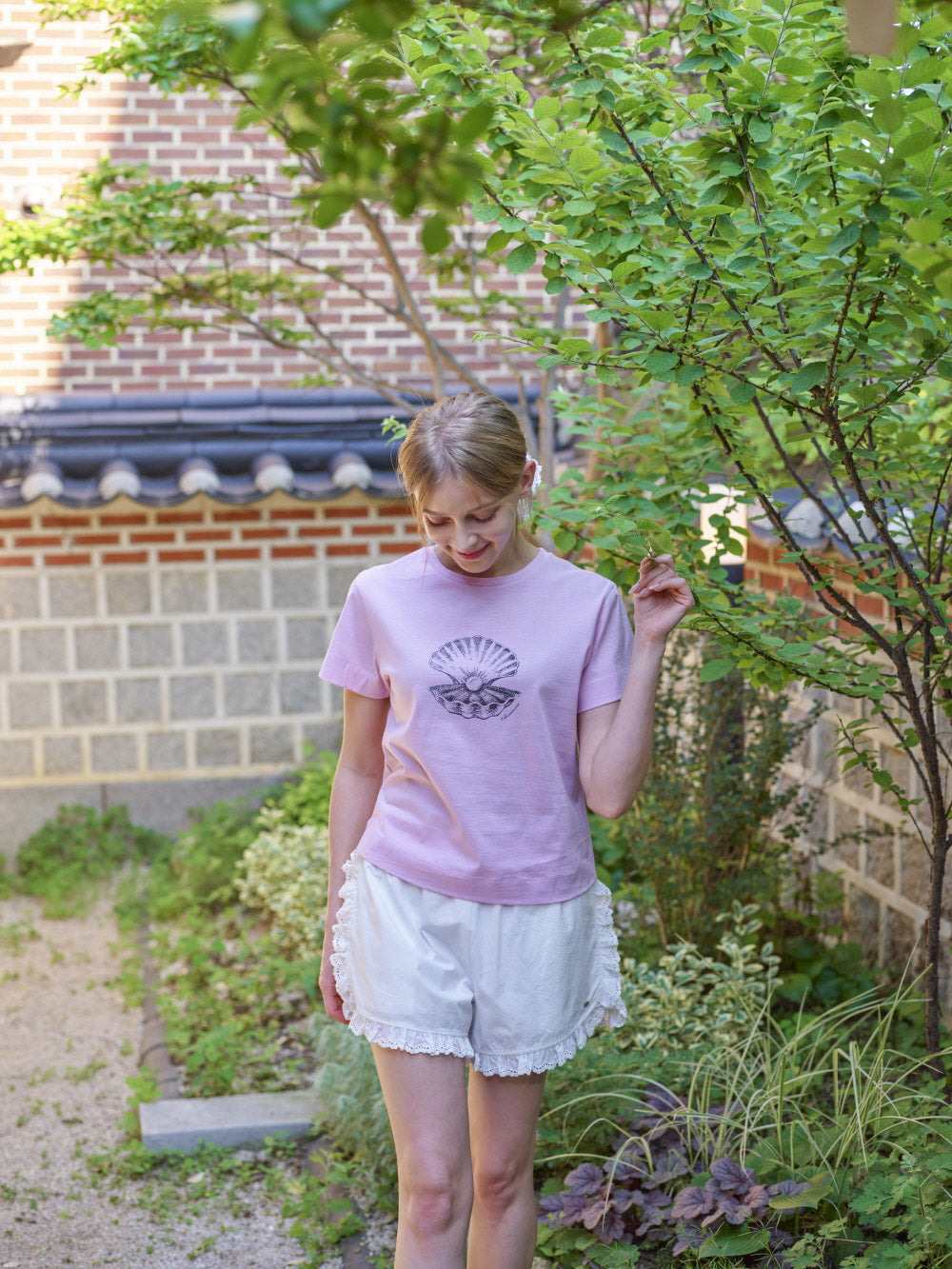 PEARL SHELL PRINTED T-SHIRT_PINK