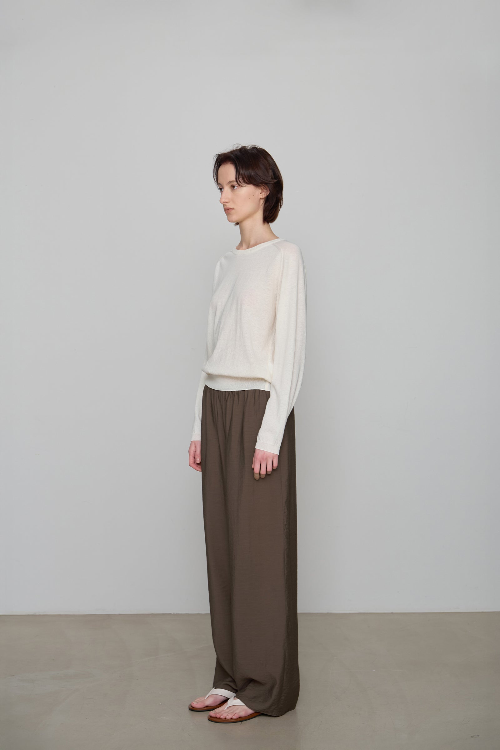 SHEER WIDE PANTS _BROWN