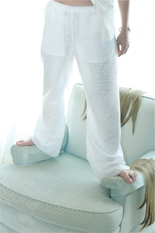 AKOL, PANTALON EASY LACE_BLANC