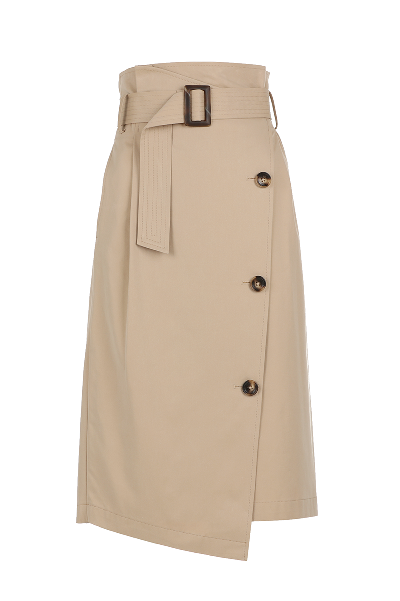 ASYMMETRIC TRENCH SKIRT_BEIGE