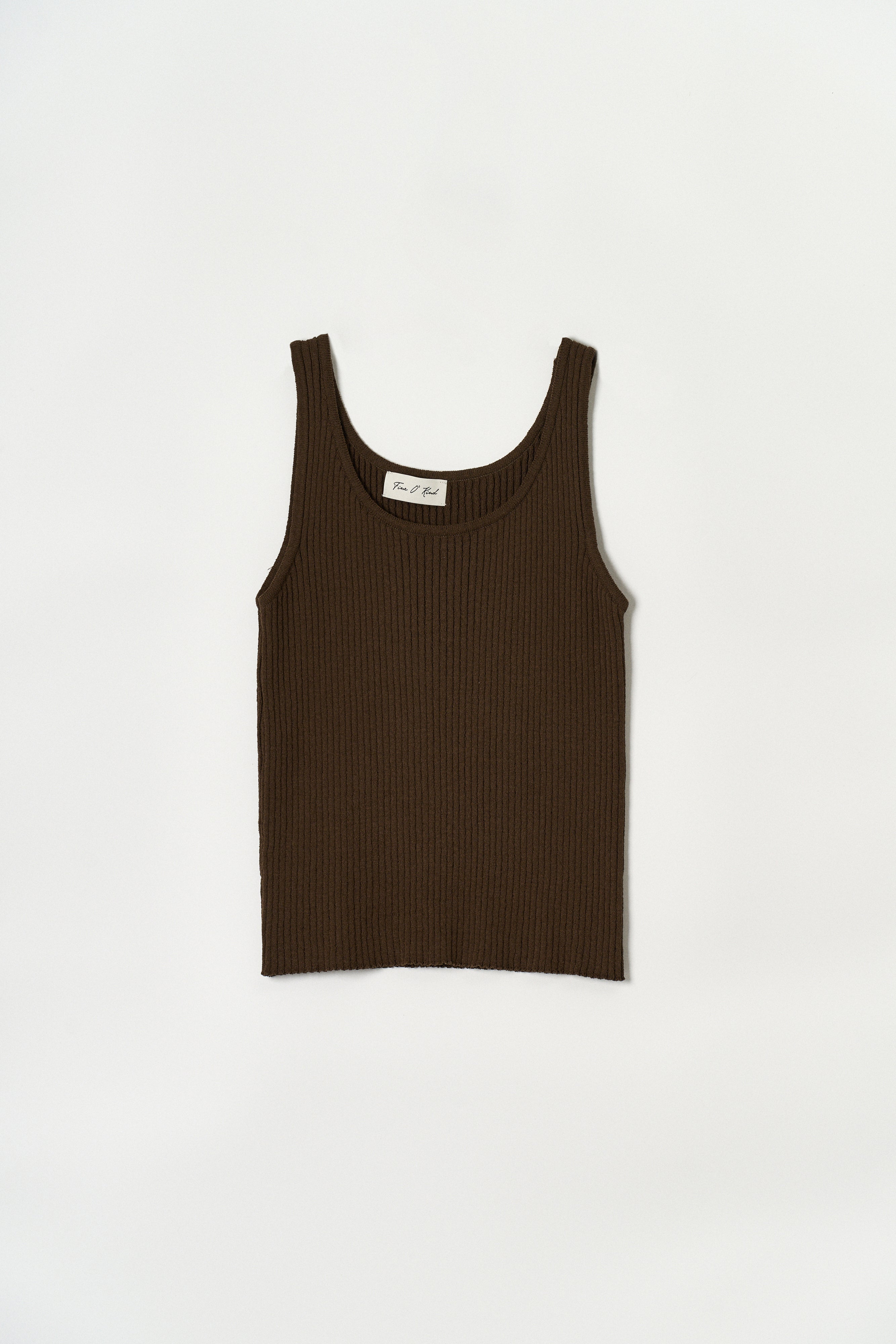 RIBBED SLEEVELESS KNIT_BROWN