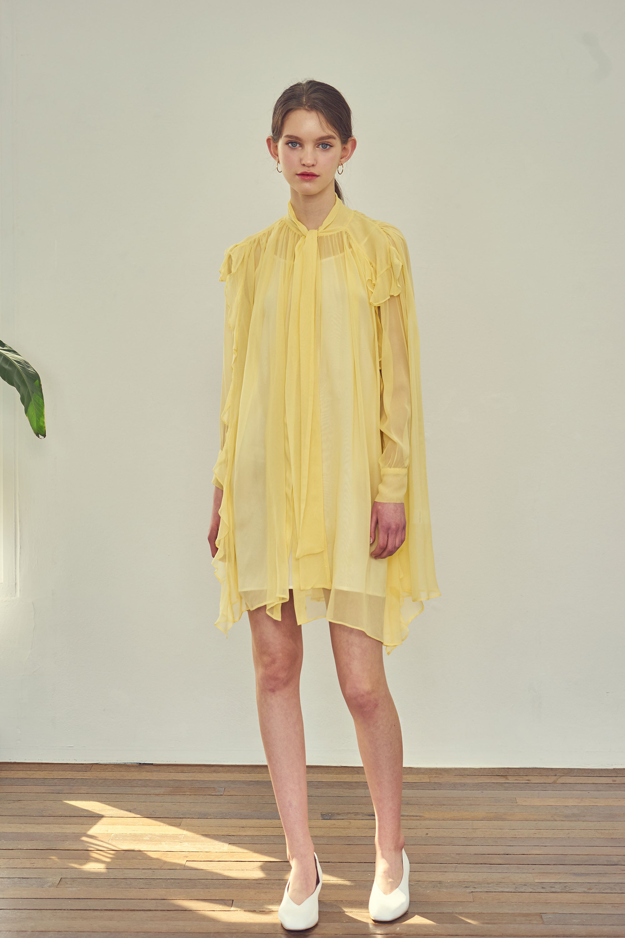 SILK TIE DRESS_YELLOW