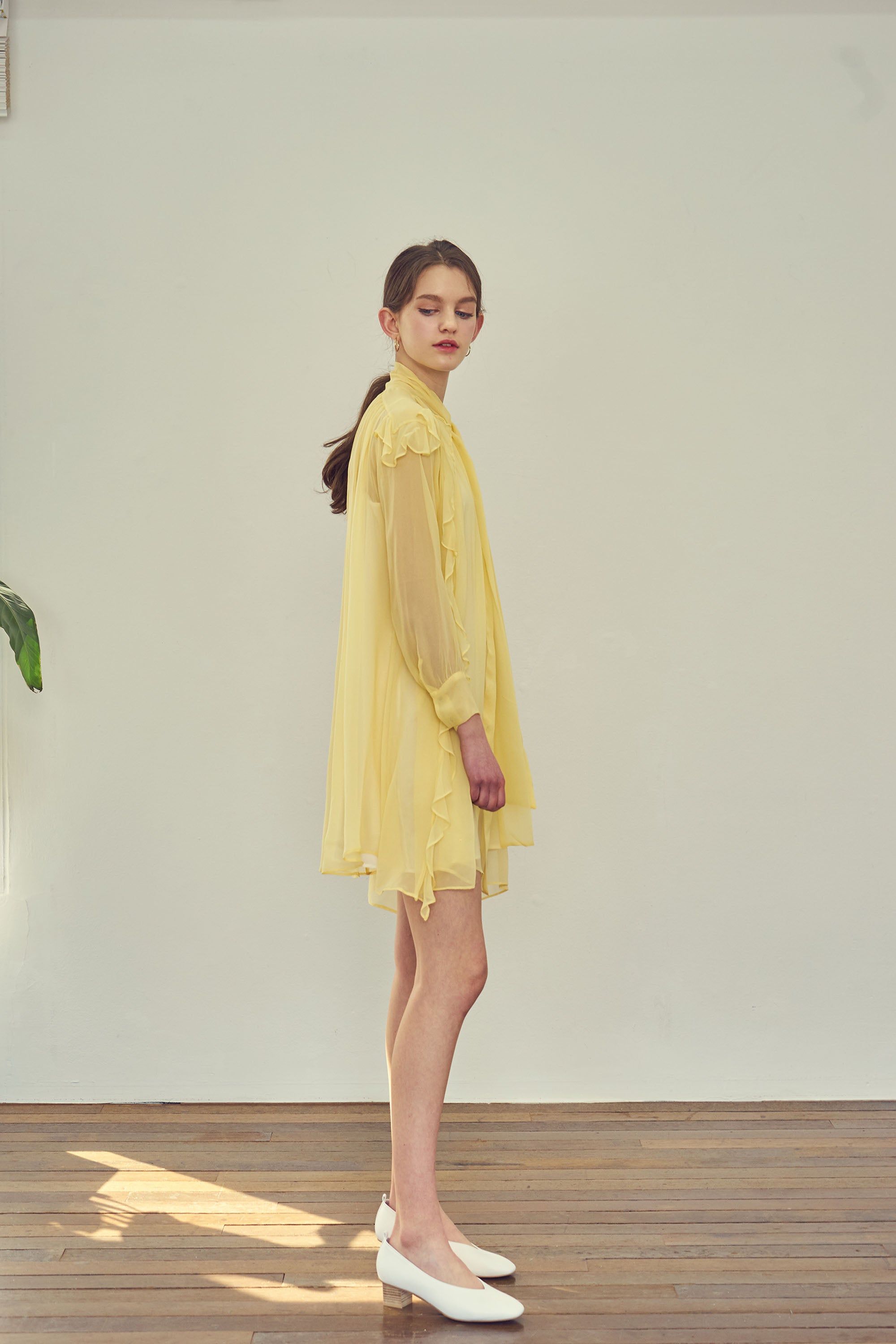 SILK TIE DRESS_YELLOW