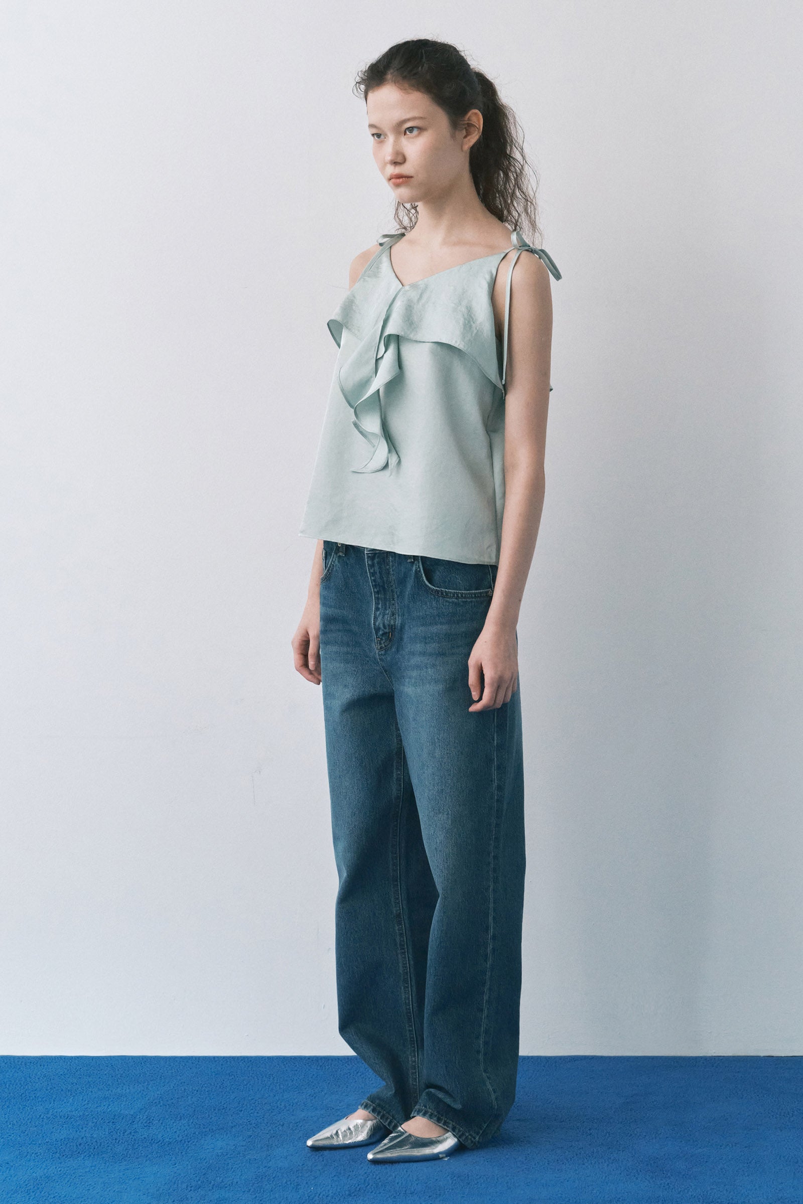 RUFFLE CAMISOLE BLOUSE_ MENTHE