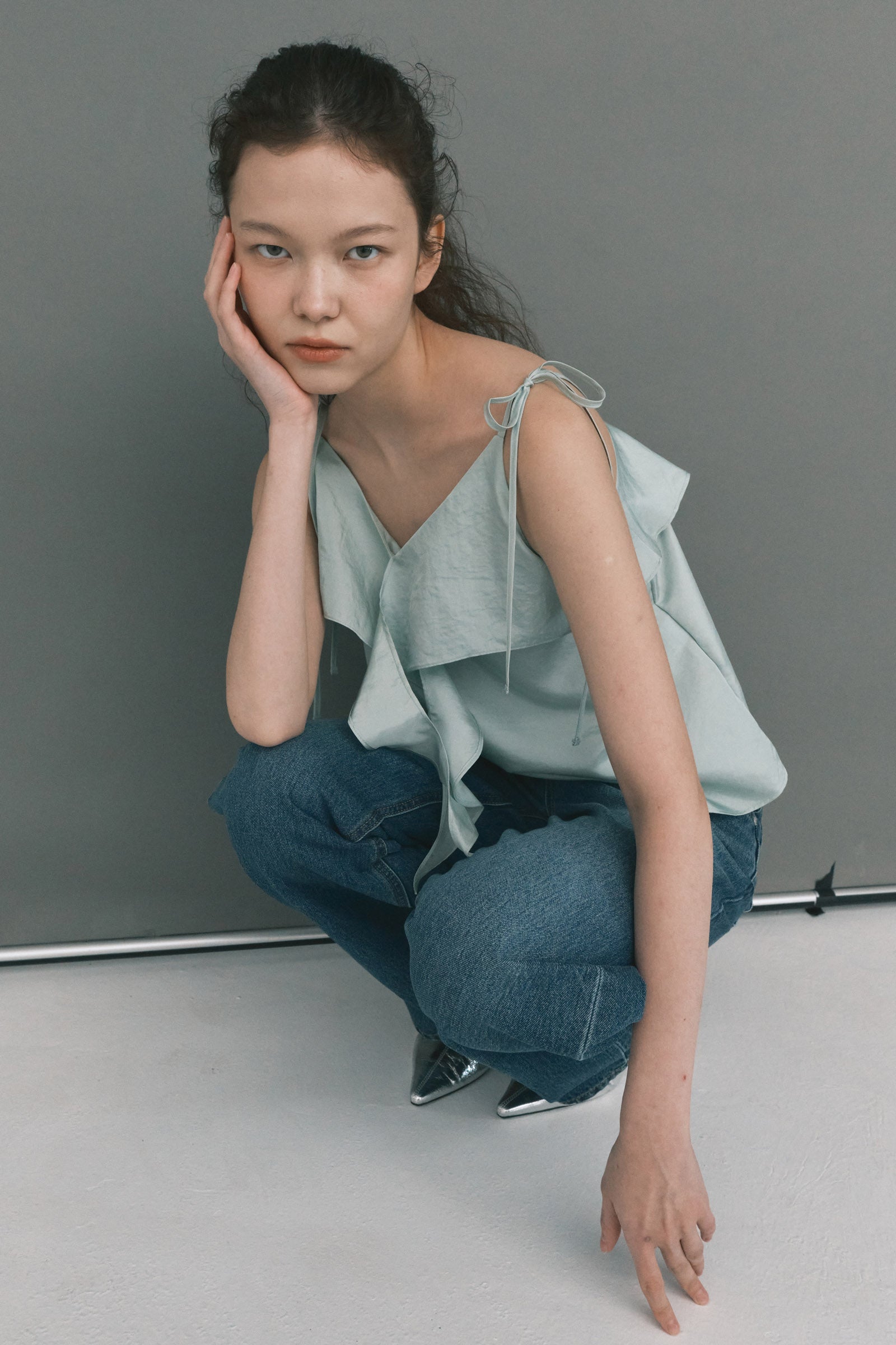 RUFFLE CAMISOLE BLOUSE_MINT