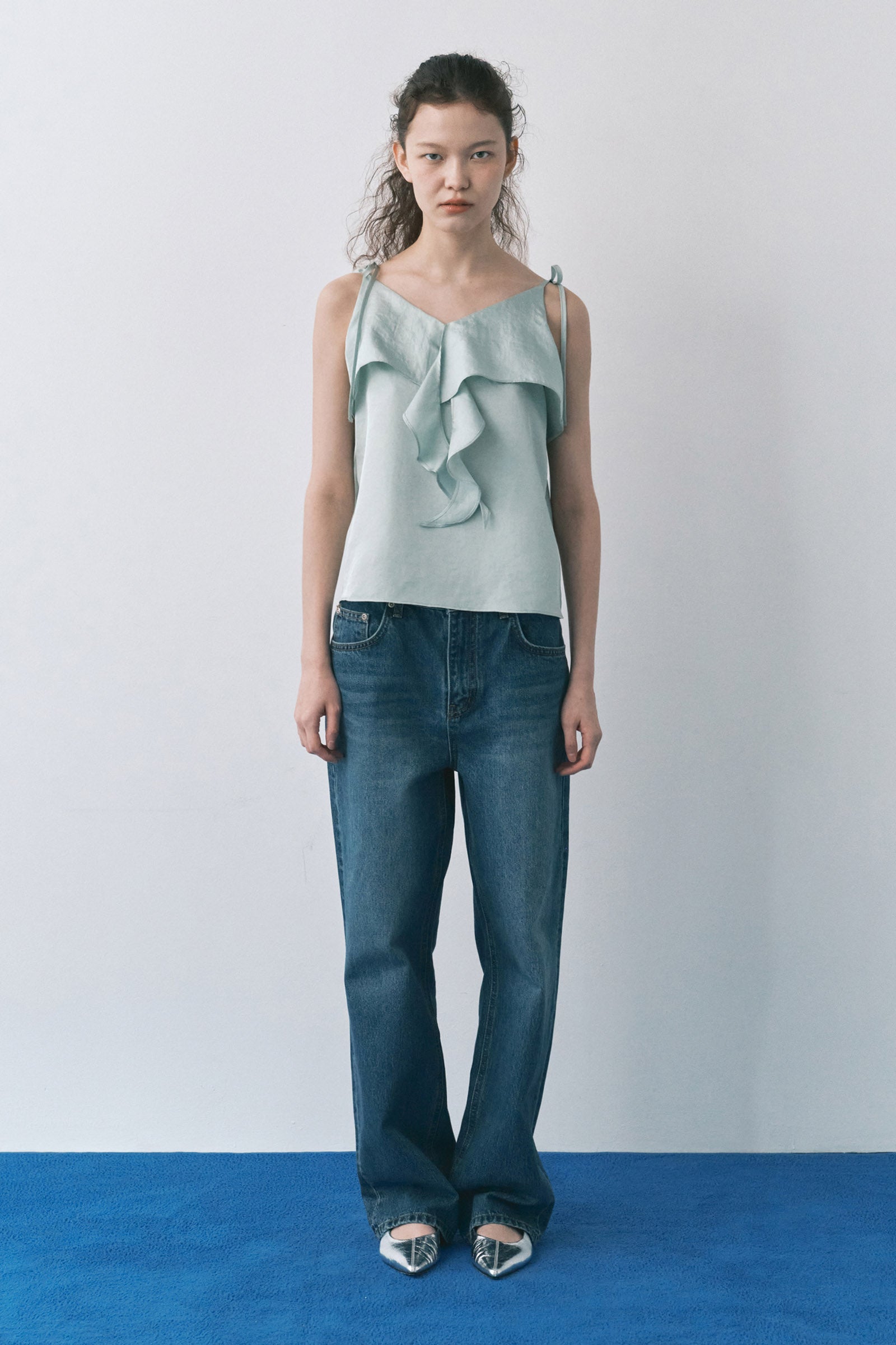 RUFFLE CAMISOLE BLOUSE_ MENTHE
