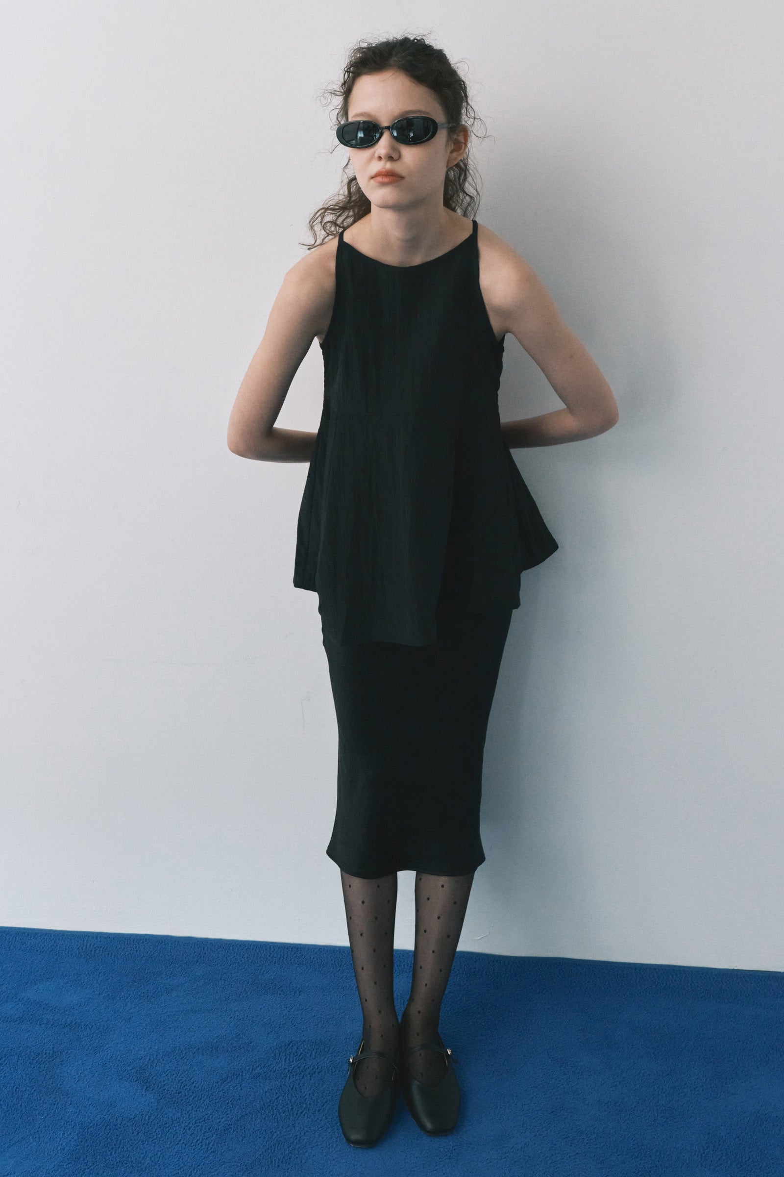 SATIN SLIM LONG SKIRT_NOIR