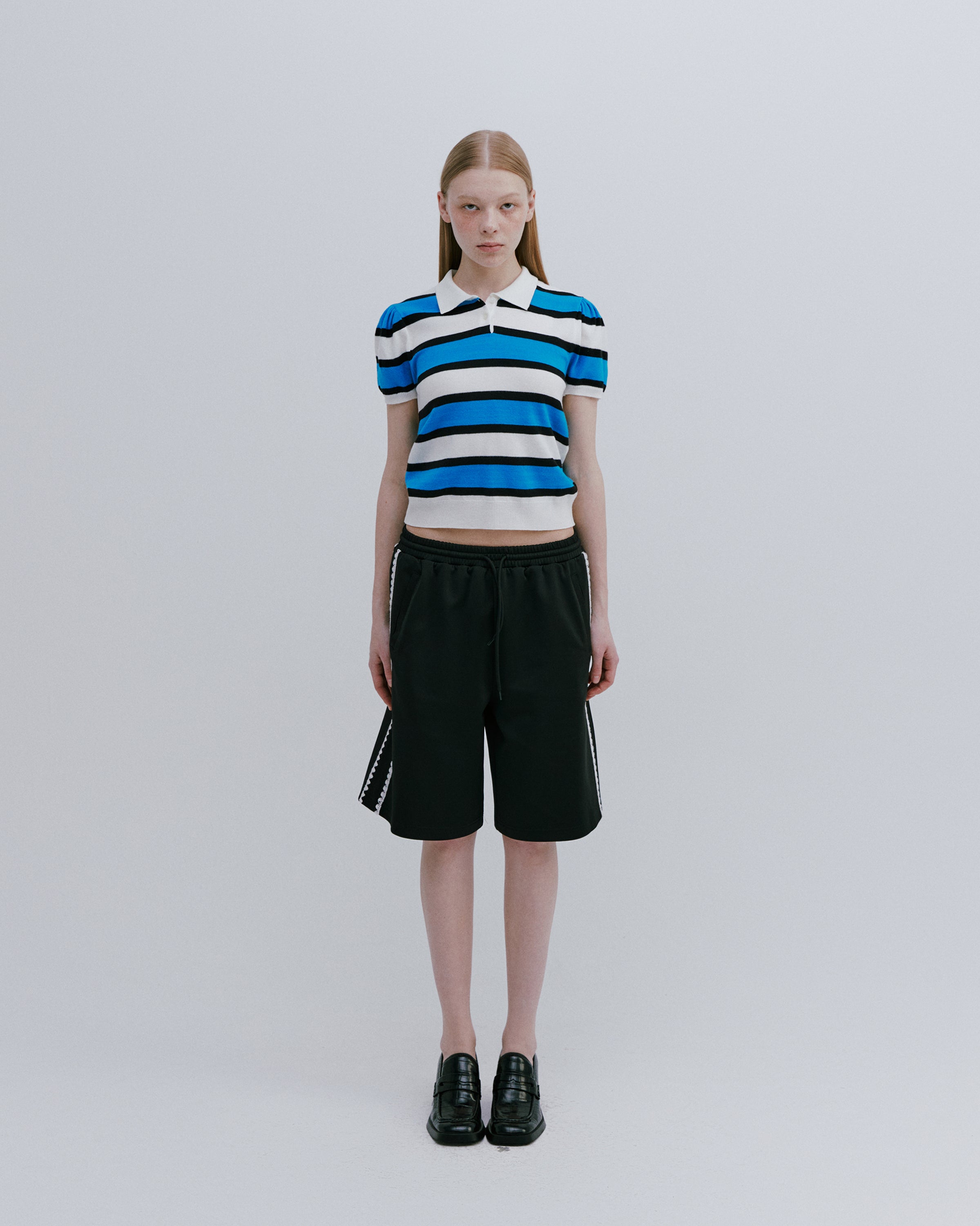 PETIT PUFF STRIPED COLLAR KNIT_BLUE