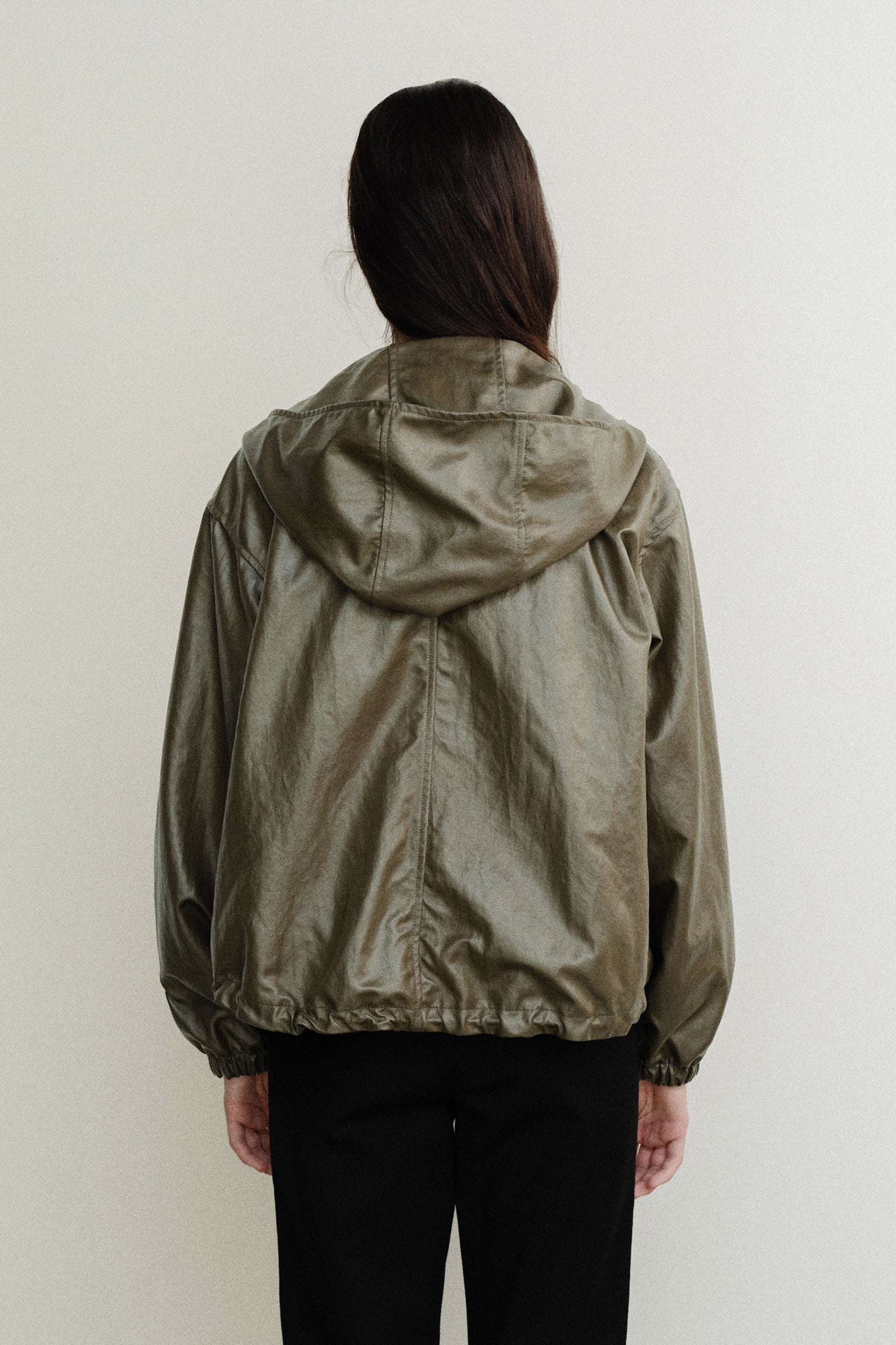 VESTE EN CUIR À CAPUCHE MORGAN_KAKI