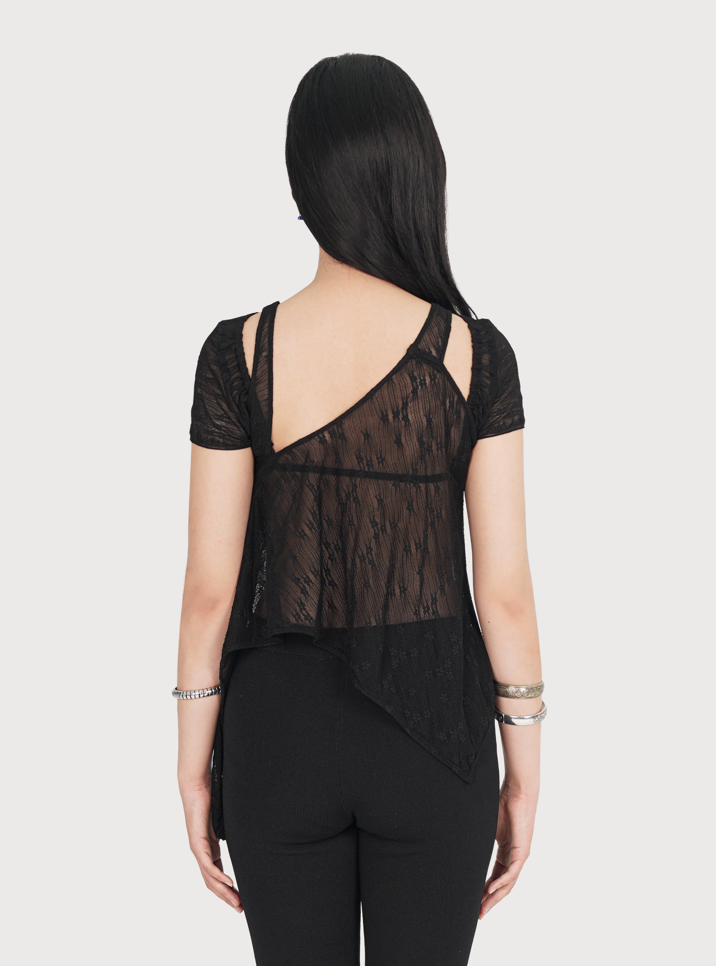 FLORAL STRETCH AROUND TOP_BLACK