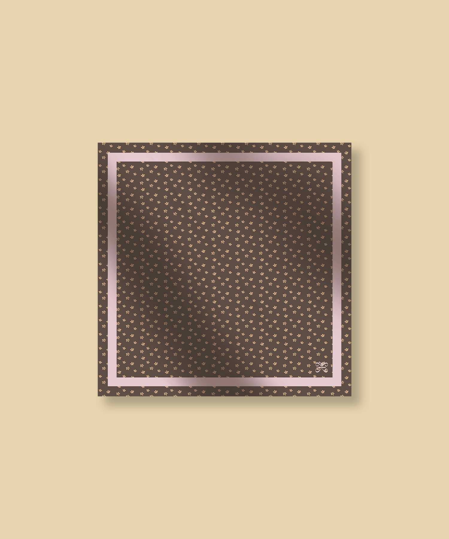 FLEUR GARDEN SILK SCARF_MARRON
