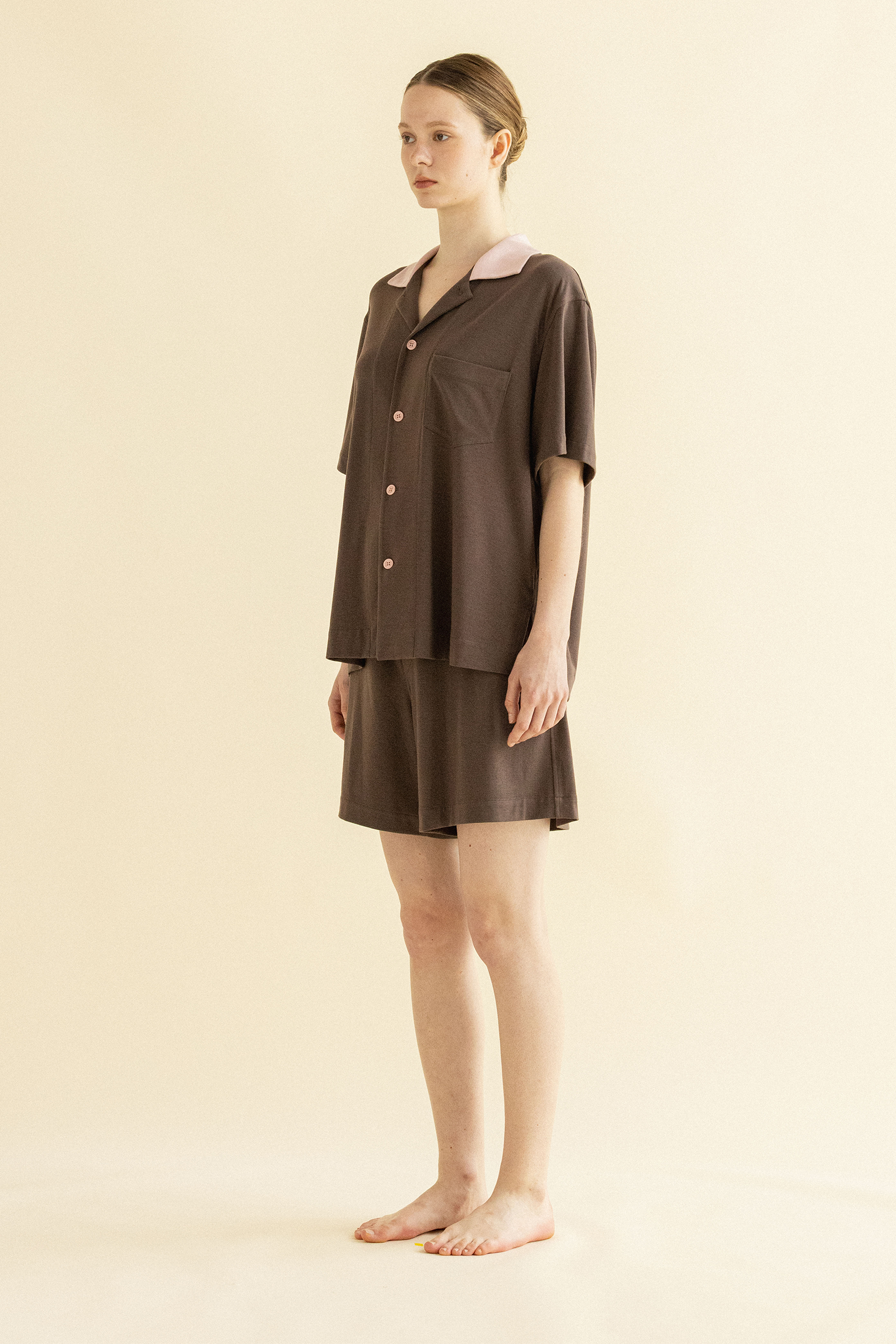 COCOA PINK PAJAMAS SET UP_BROWN