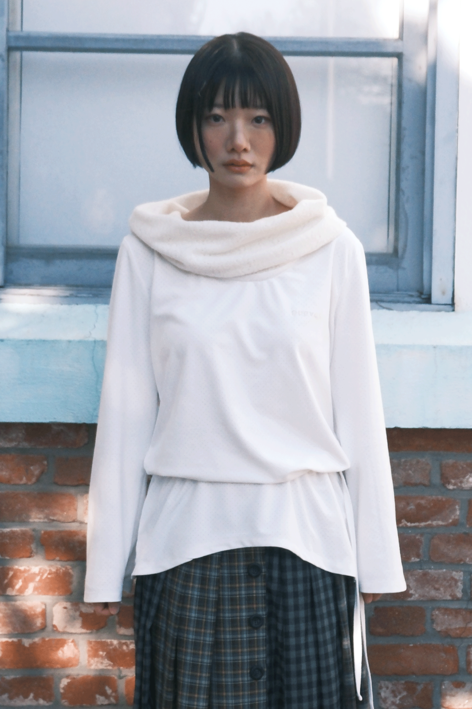 HAUT À COL DRAPÉ_ BLANC