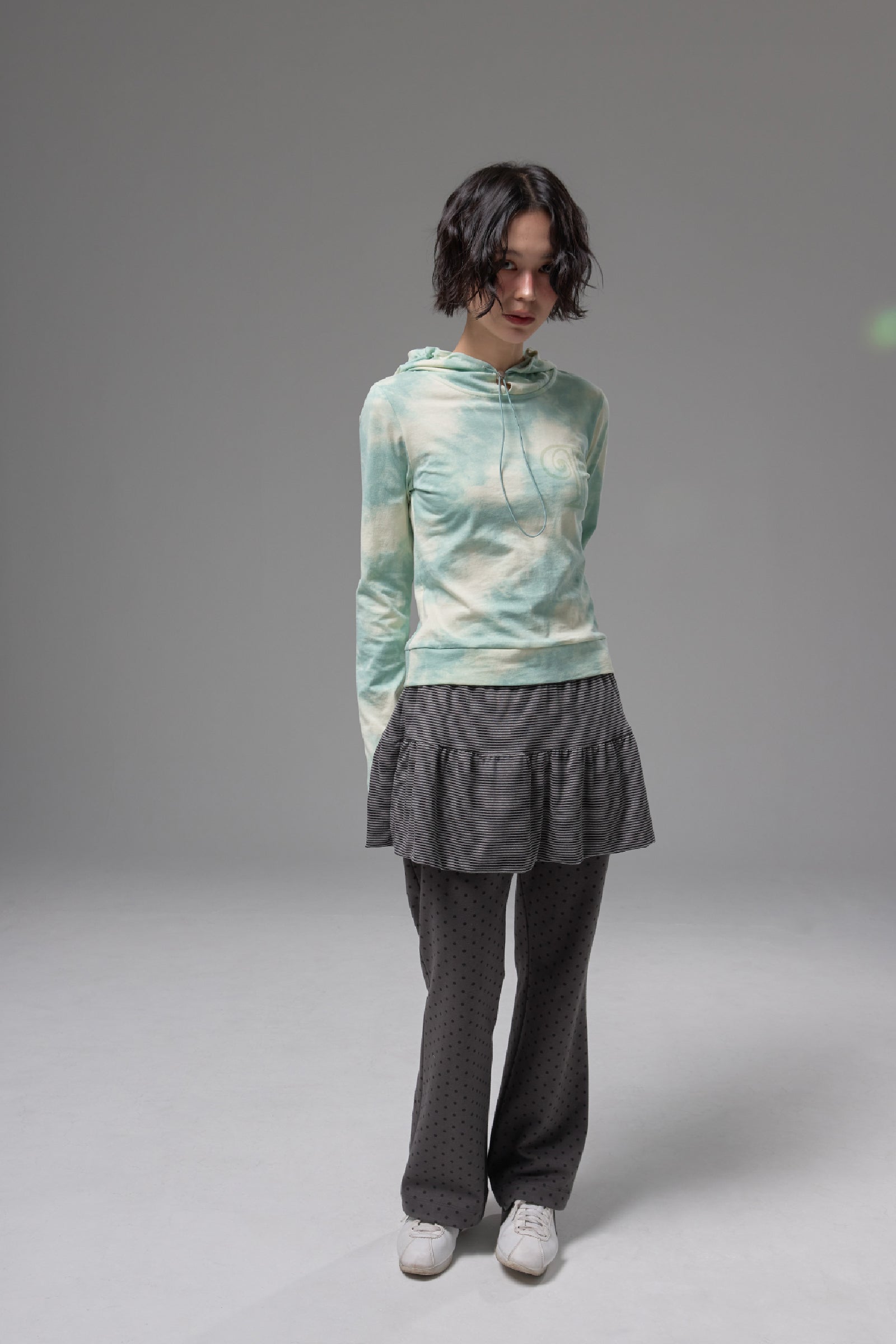 VARIED SKIRT LAYERED PANTS_GREY