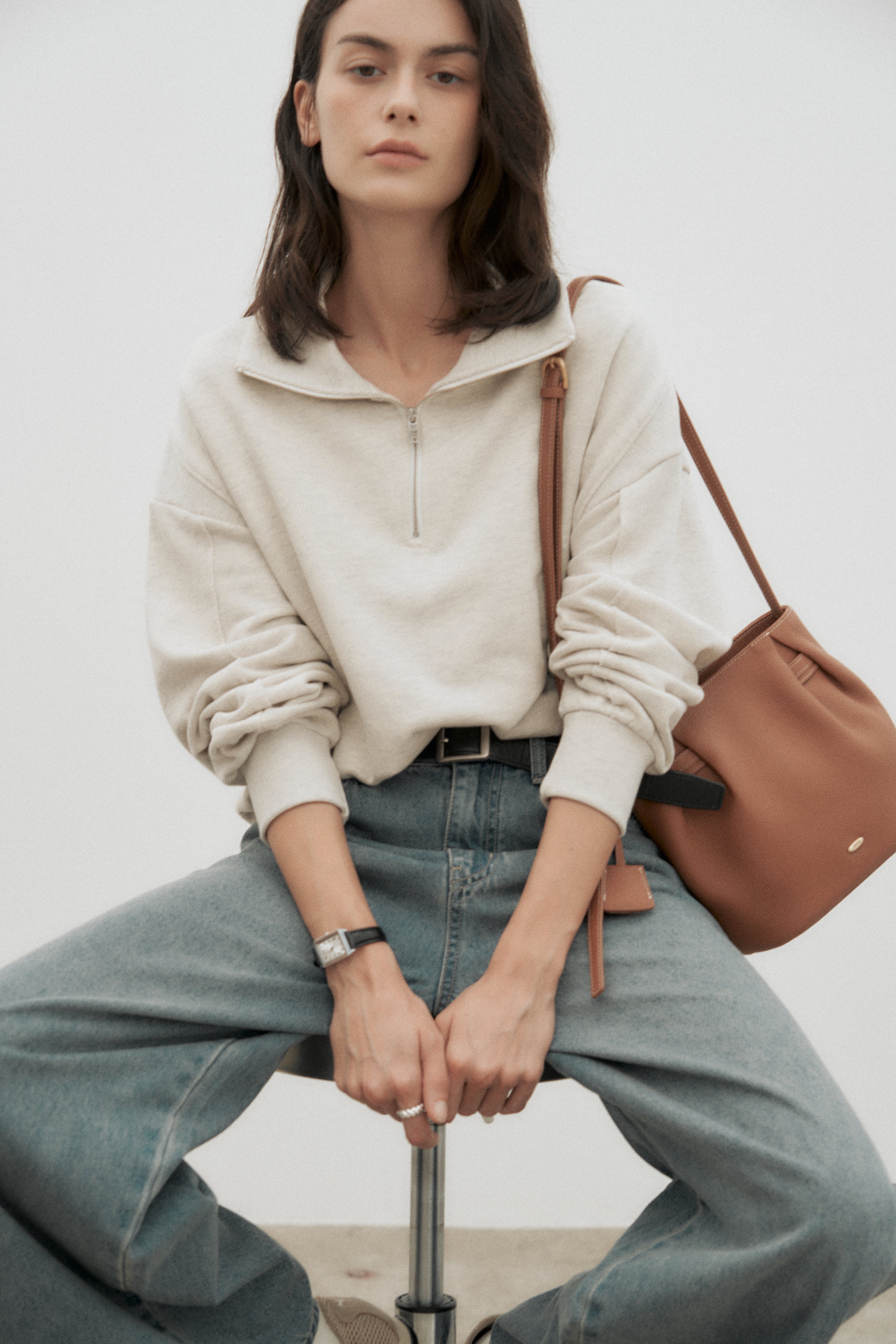 SIENE HALF ZIP-UP_MUTE CREAM