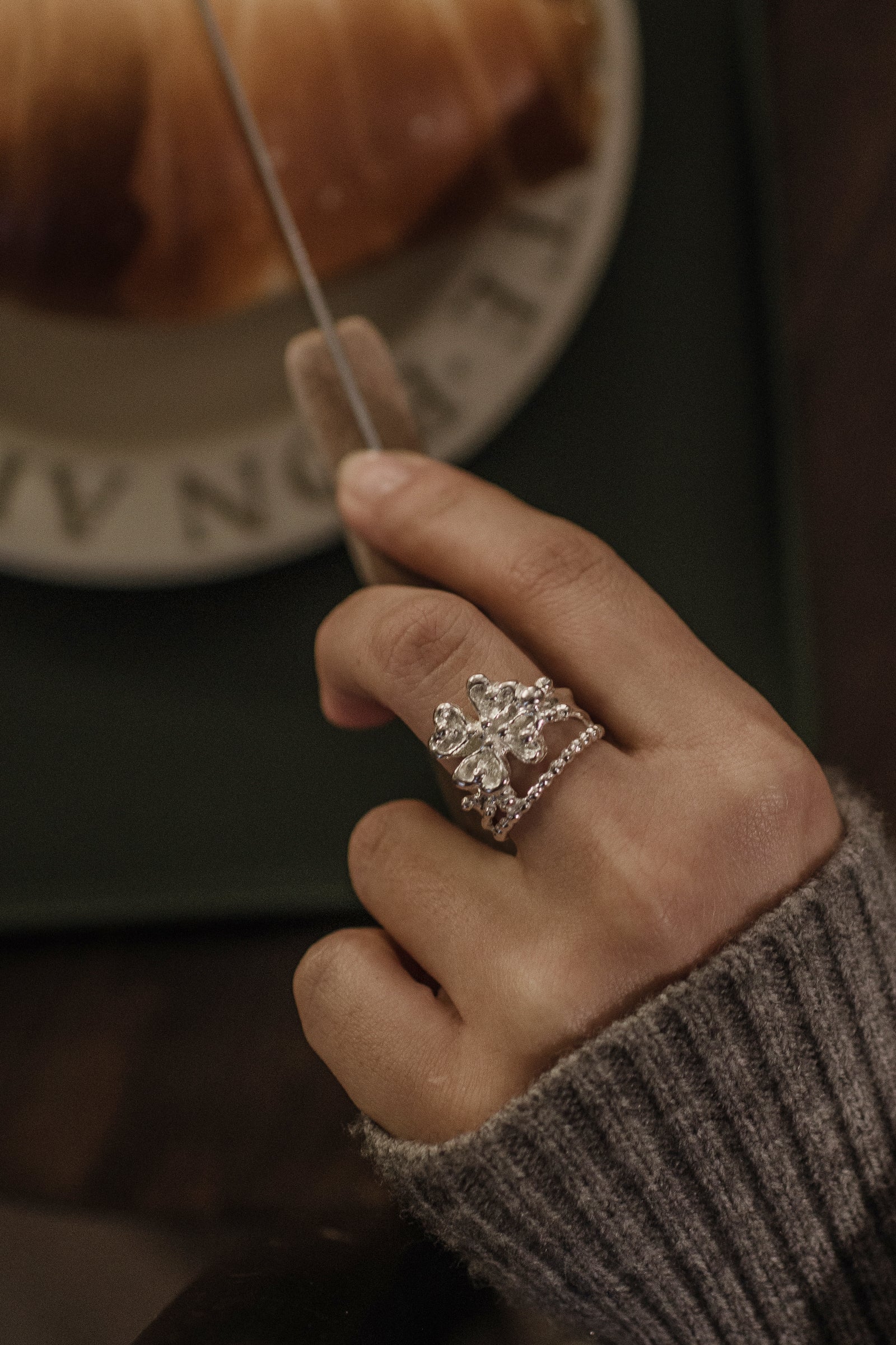 25SS LUCK LEAF RING_SILVER