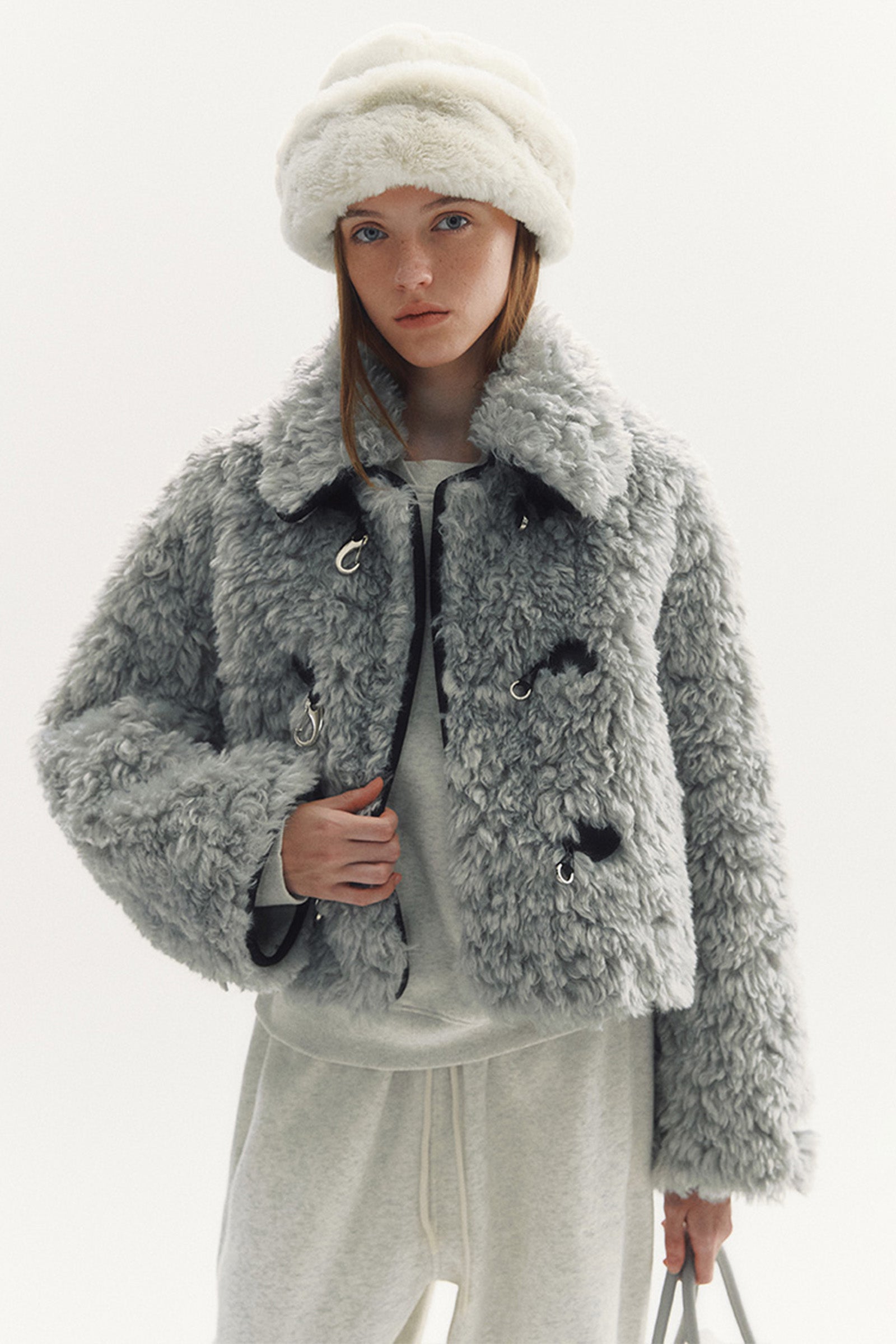 BÉBÉ FUR SHEARING JACKET_GREY