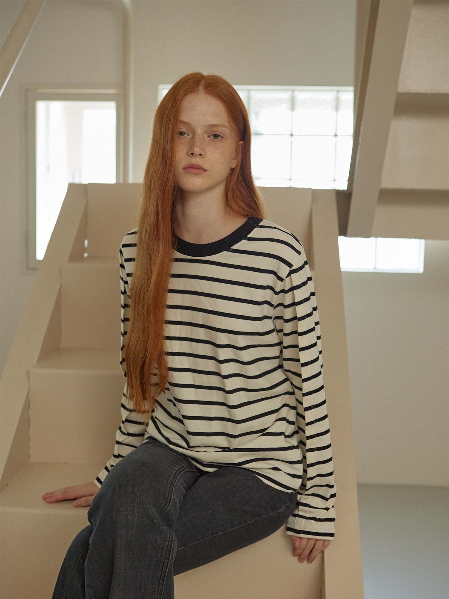 TUCKED STRIPE T-SHIRT_NOIR