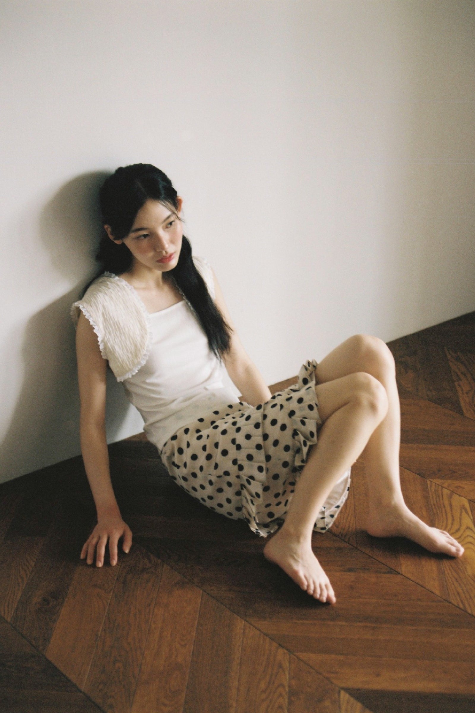 DOT PLEASTS SKIRT_BEIGE