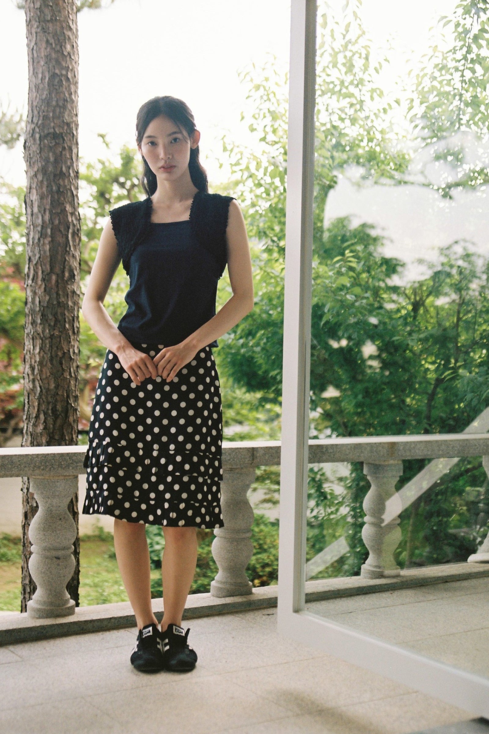 DOT PLEASTS SKIRT_BLACK