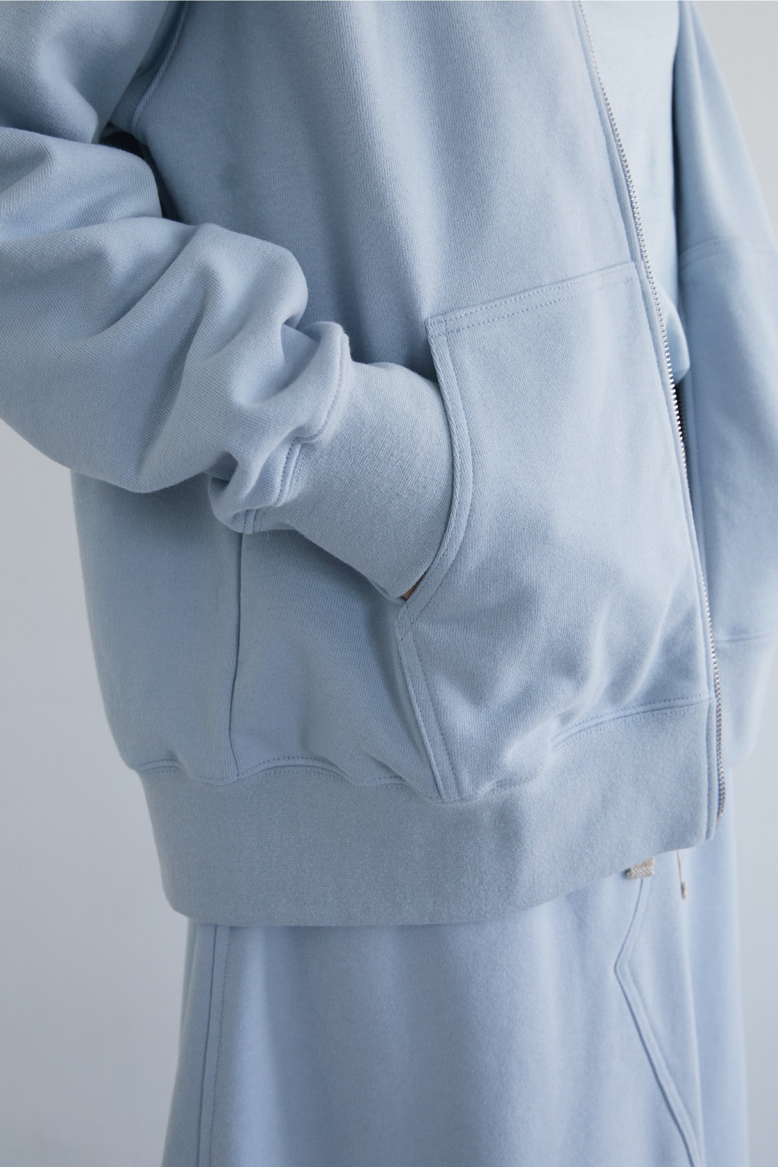 VINTAGE TERRY HOOD ZIPPER_LIGHT BLUE