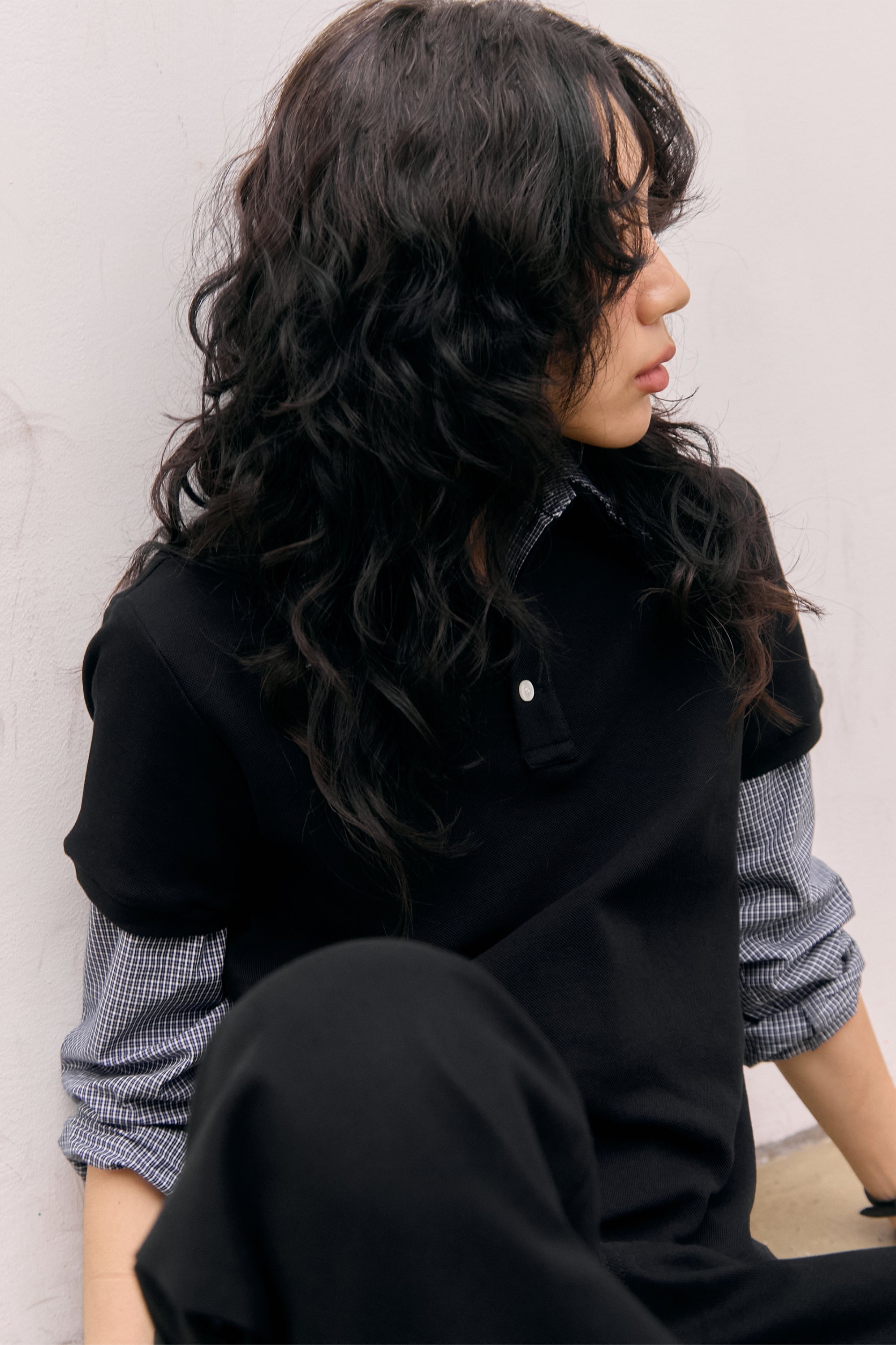 POLO SUPERPOSÉ ANNÉES 80_NOIR