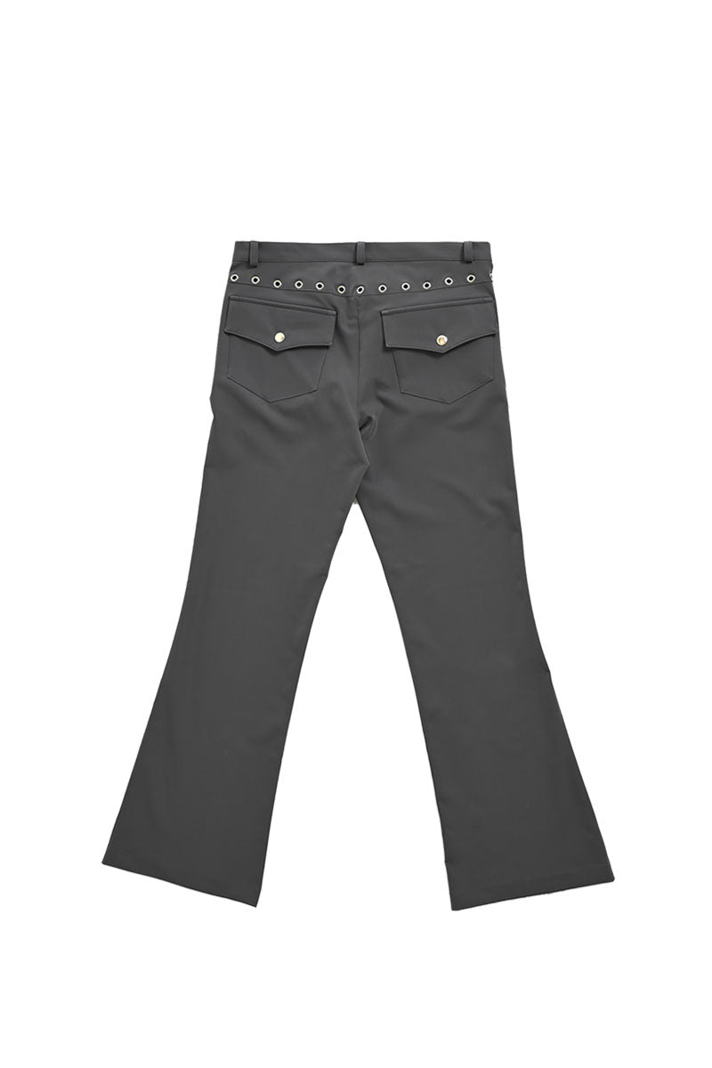 EYELET BOOTCUT PANTS_CHARCOAL