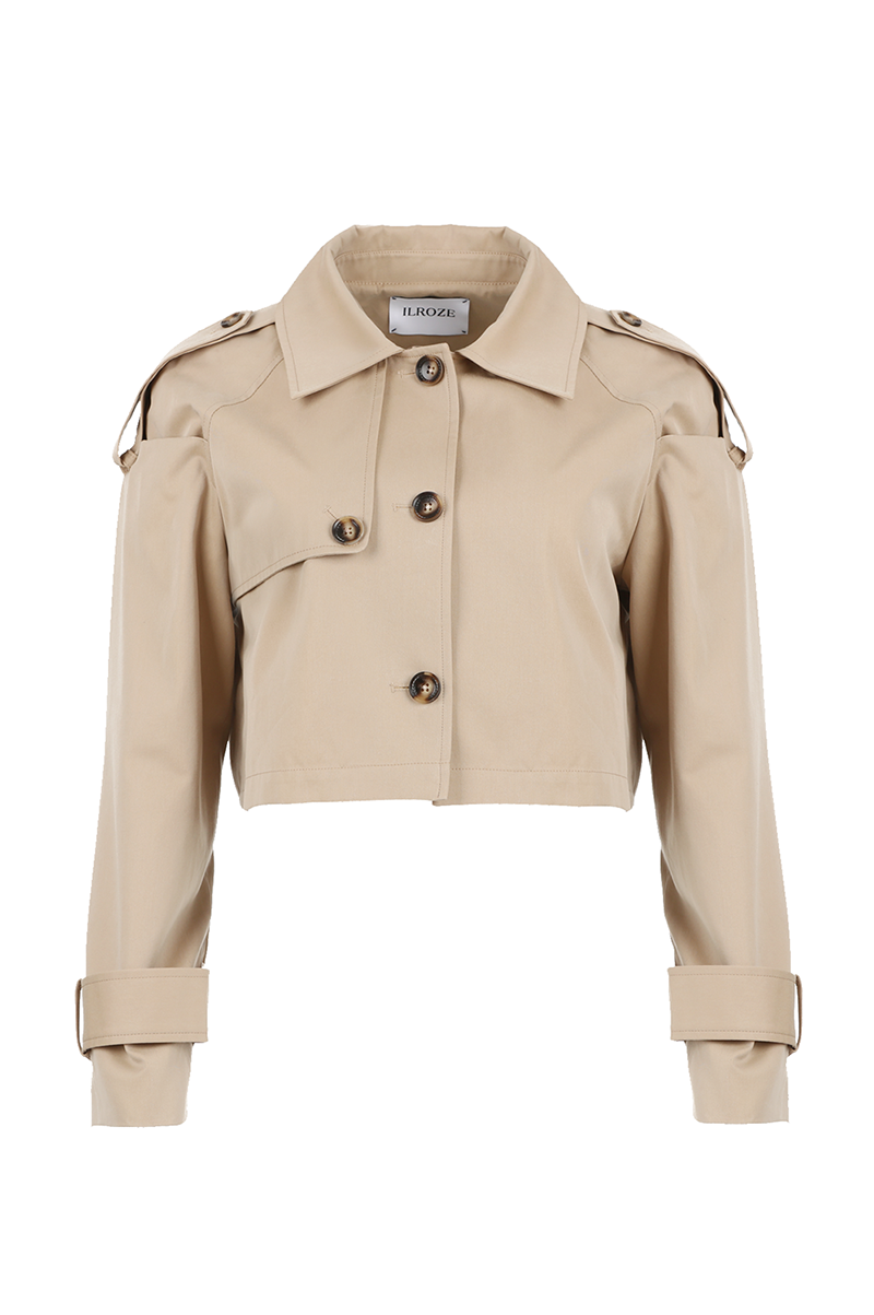 SHOULDER POINT TRENCH CROP JACKET_BEIGE