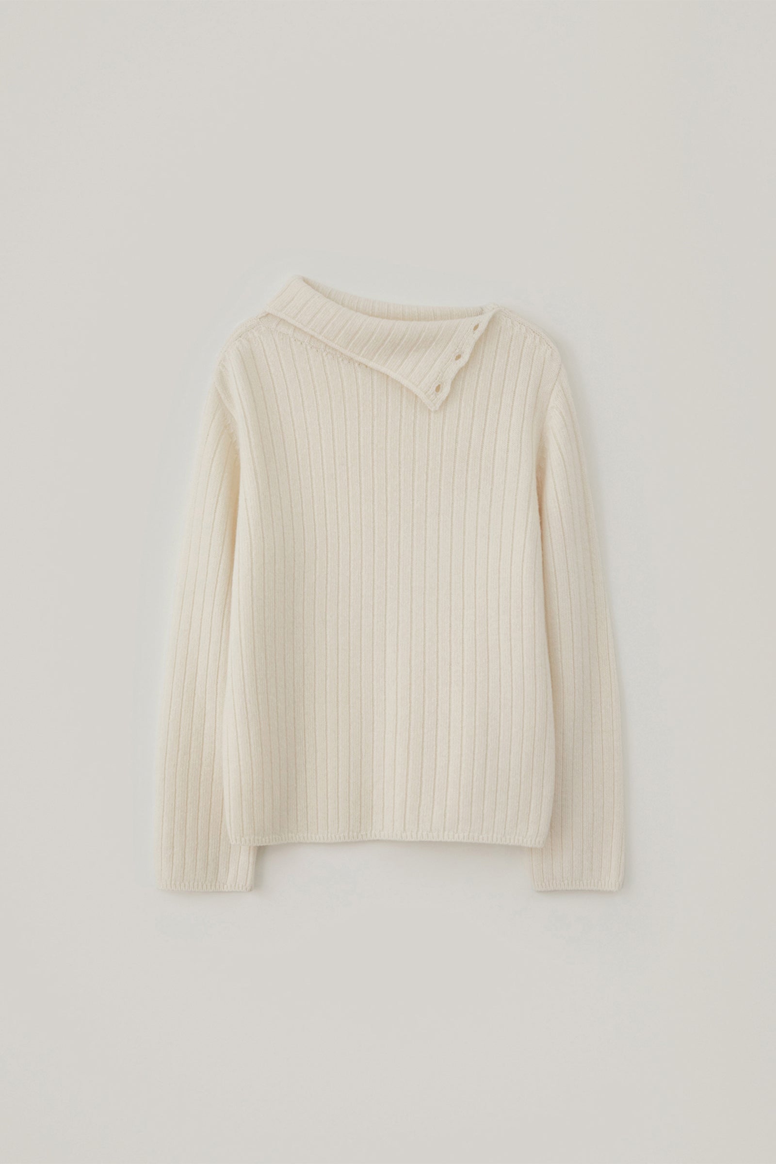 BUTTON TURTLENECK WOOL KNIT_IVORY