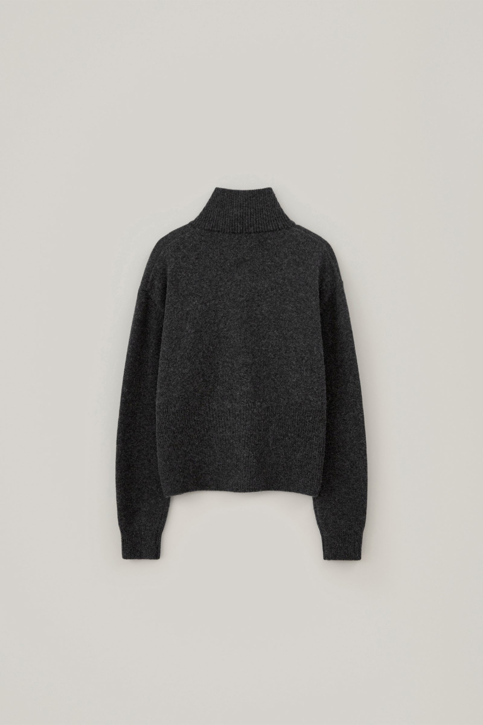 DAS WOOL HIGH NECK CARDIGAN_CHARCOAL