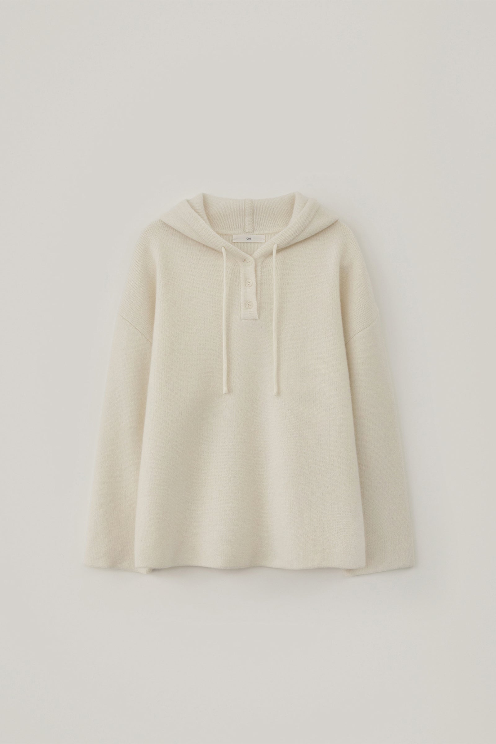 LOOSE WOOL HOODIE KNIT_IVORY
