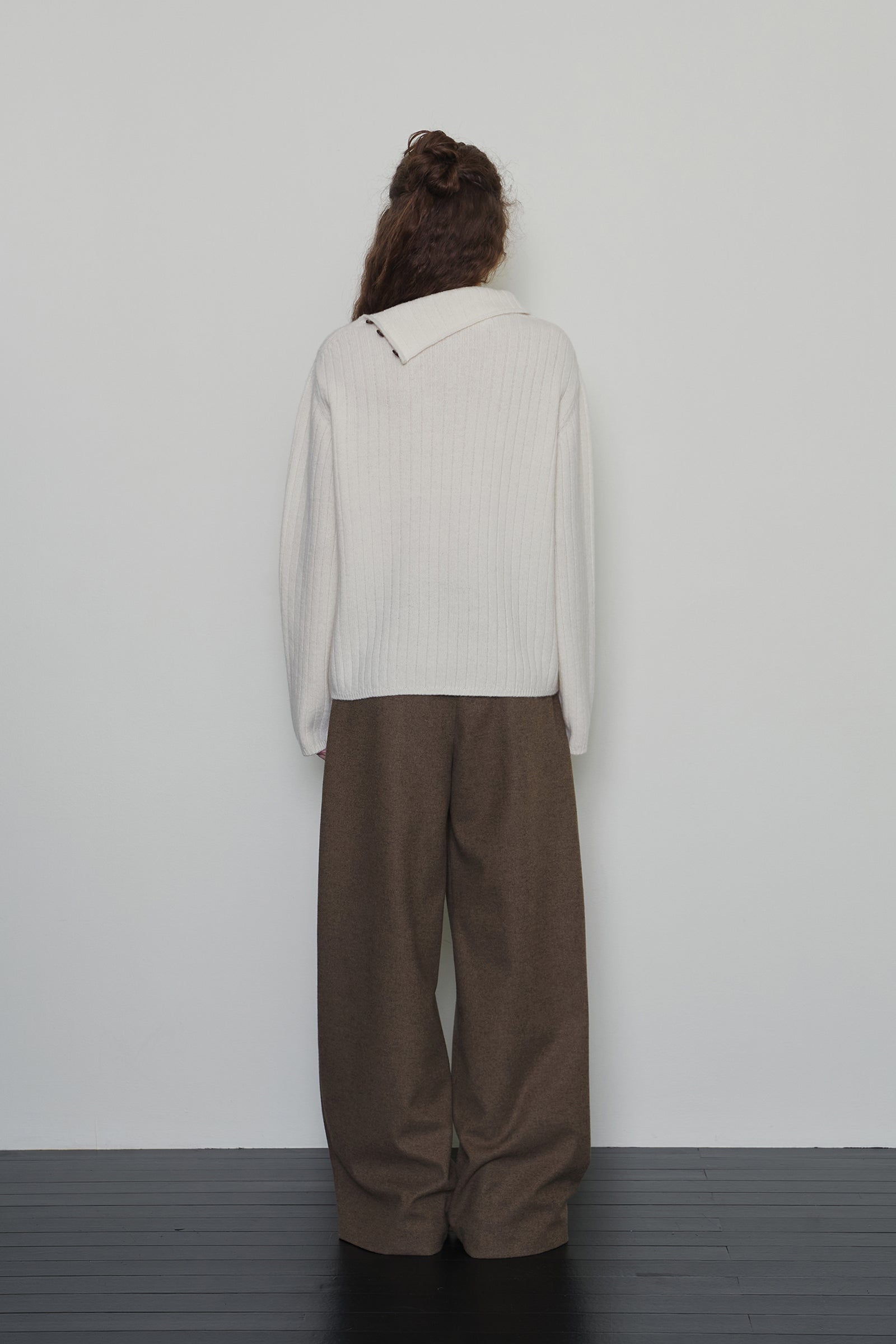 BUTTON TURTLENECK WOOL KNIT_IVORY