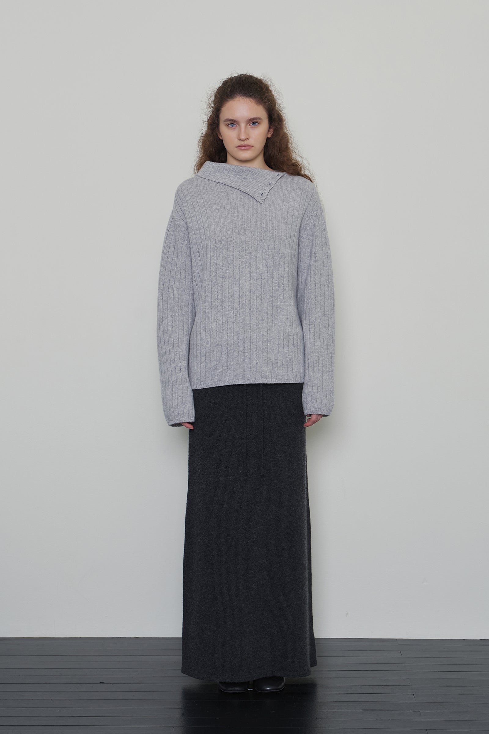 BUTTON TURTLENECK WOOL KNIT_LIGHT GREY