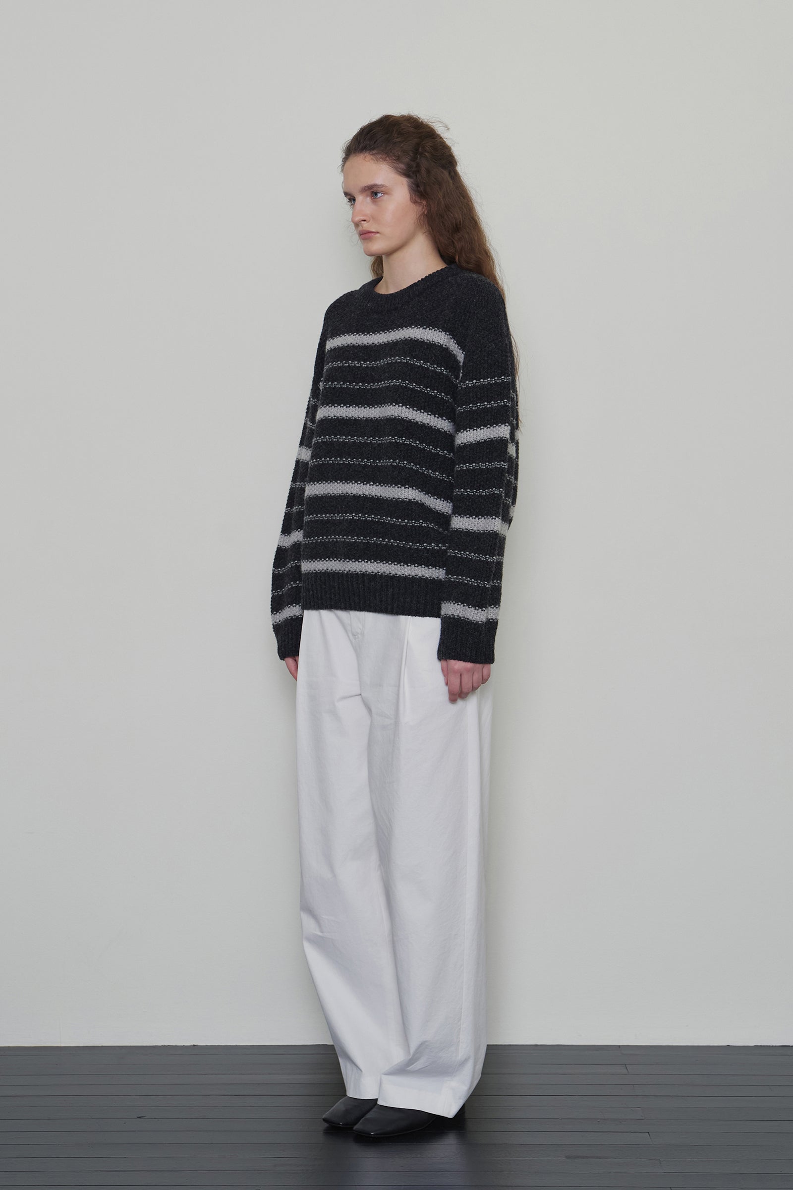 CHUNKY WOOL STRIPE KNIT_CHARCOAL