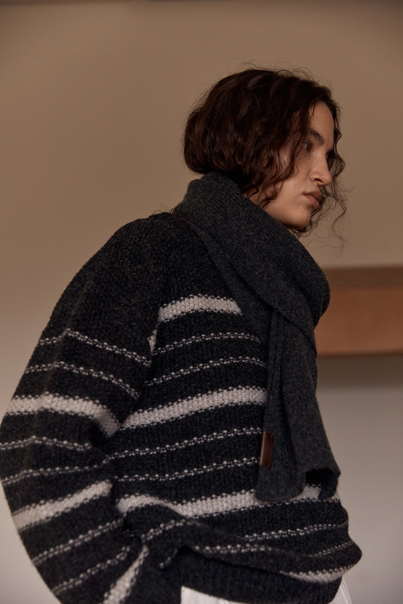 CHUNKY WOOL STRIPE KNIT_CHARCOAL