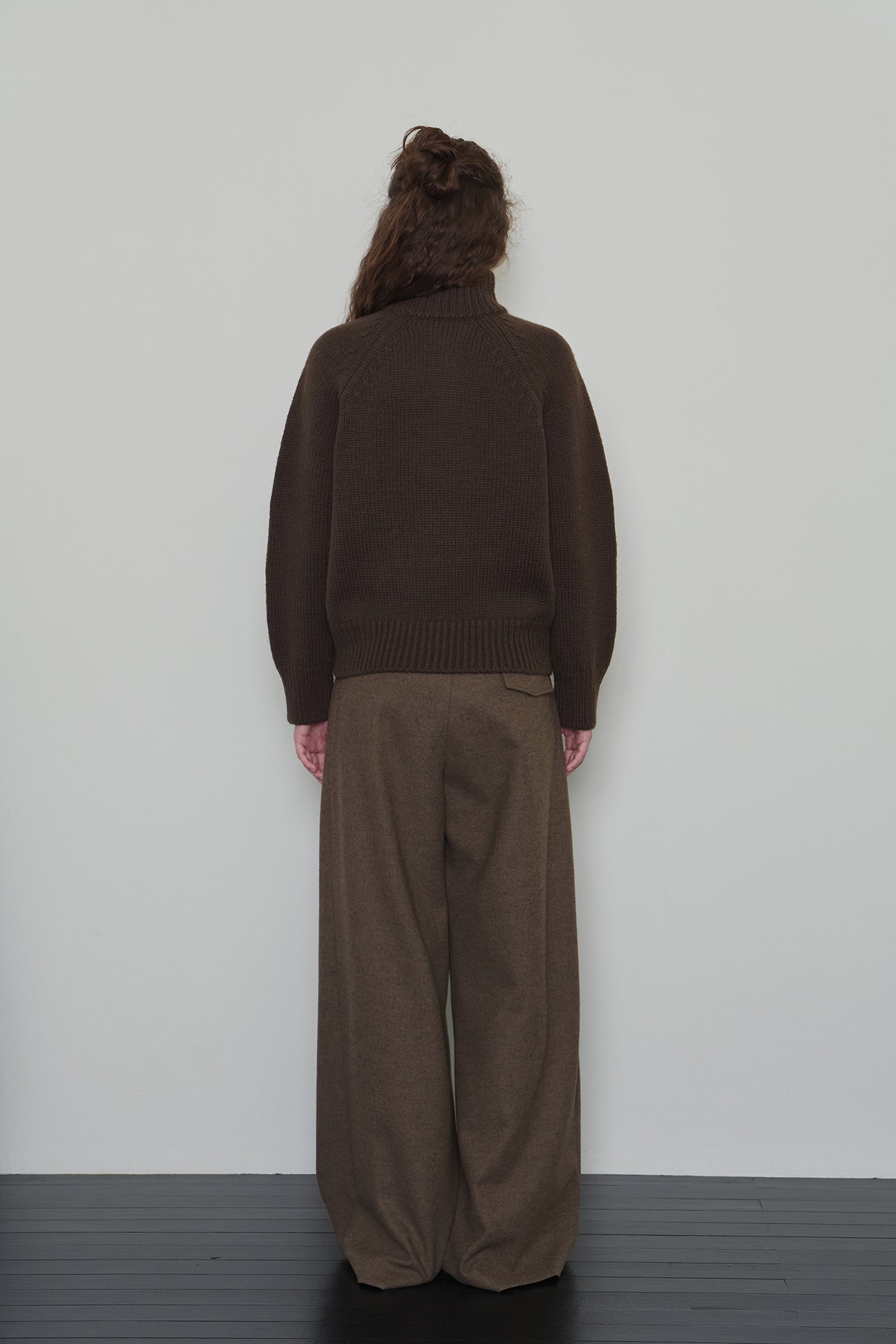 TOM WOOL HALF ZIP-UP KNIT_BROWN