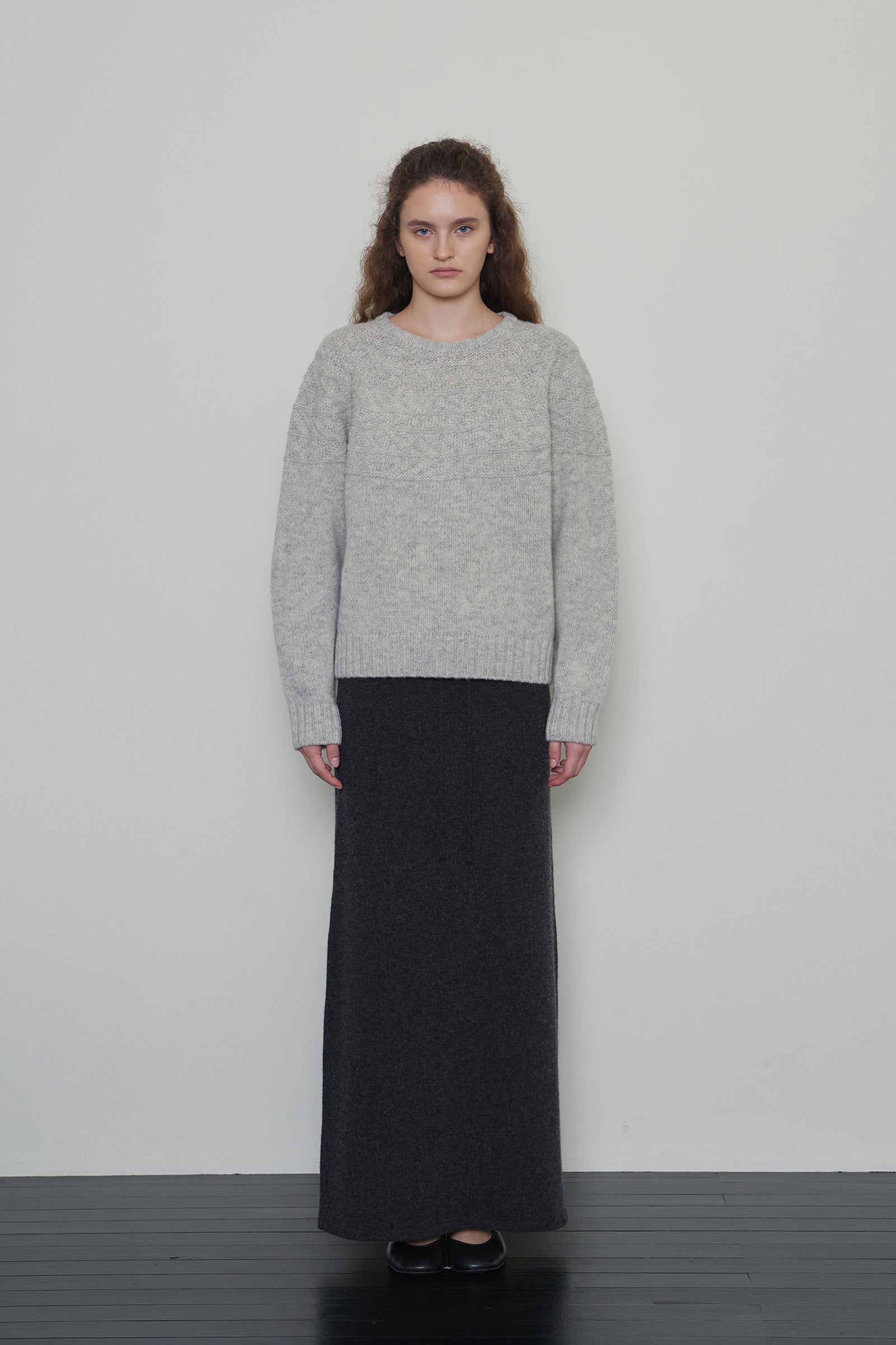 VINTAGE PATTERN WOOL KNIT_OAT GREY