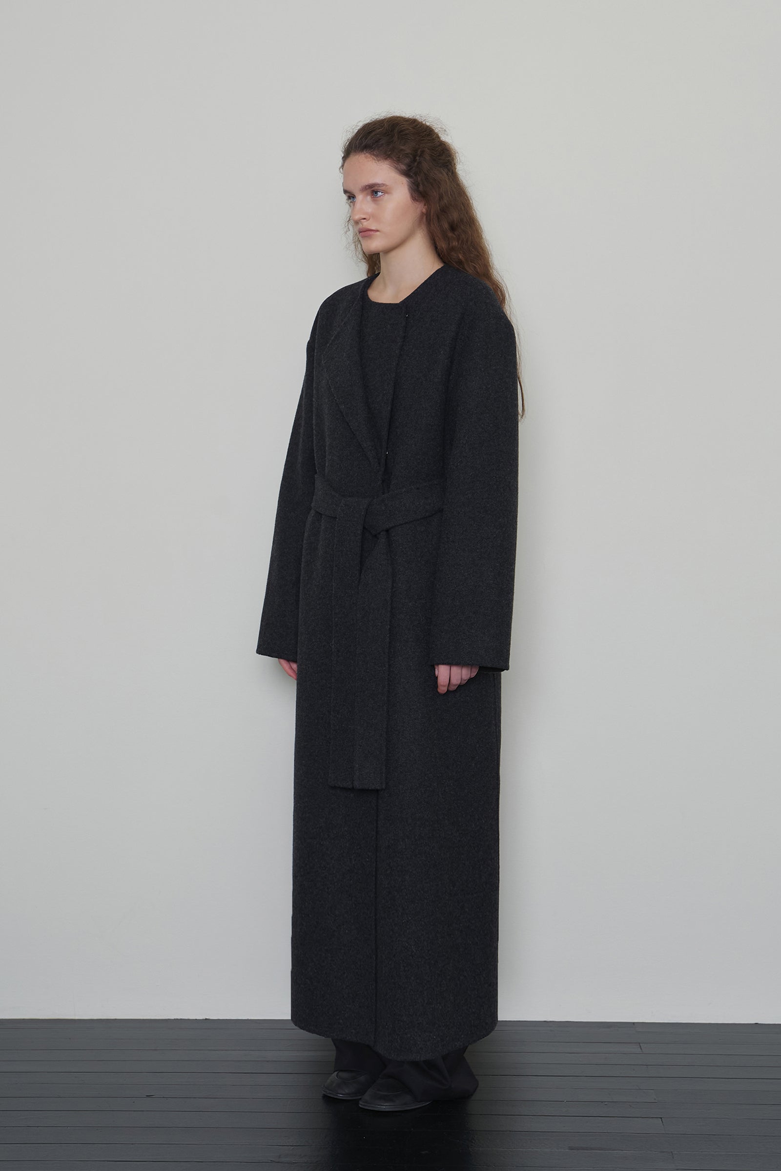WOOL DOUBLE NECK HANDMADE COAT_CHARCOAL