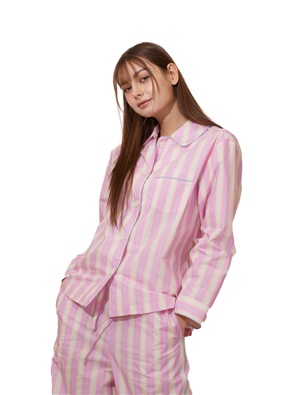 PASTEL STRIPE COTTON PAJAMA SET