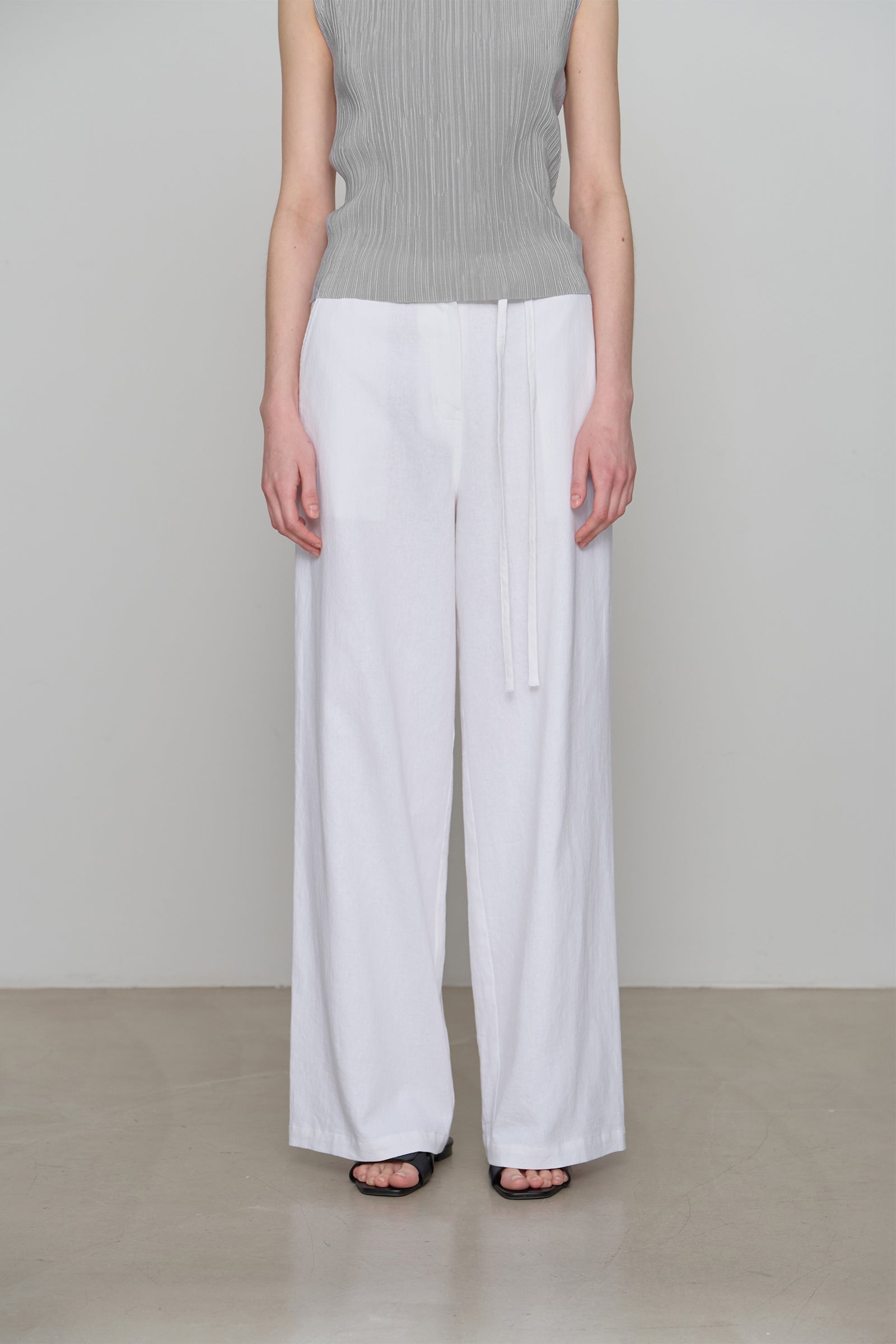 PANTALON LARGE EN LIN_BLANC