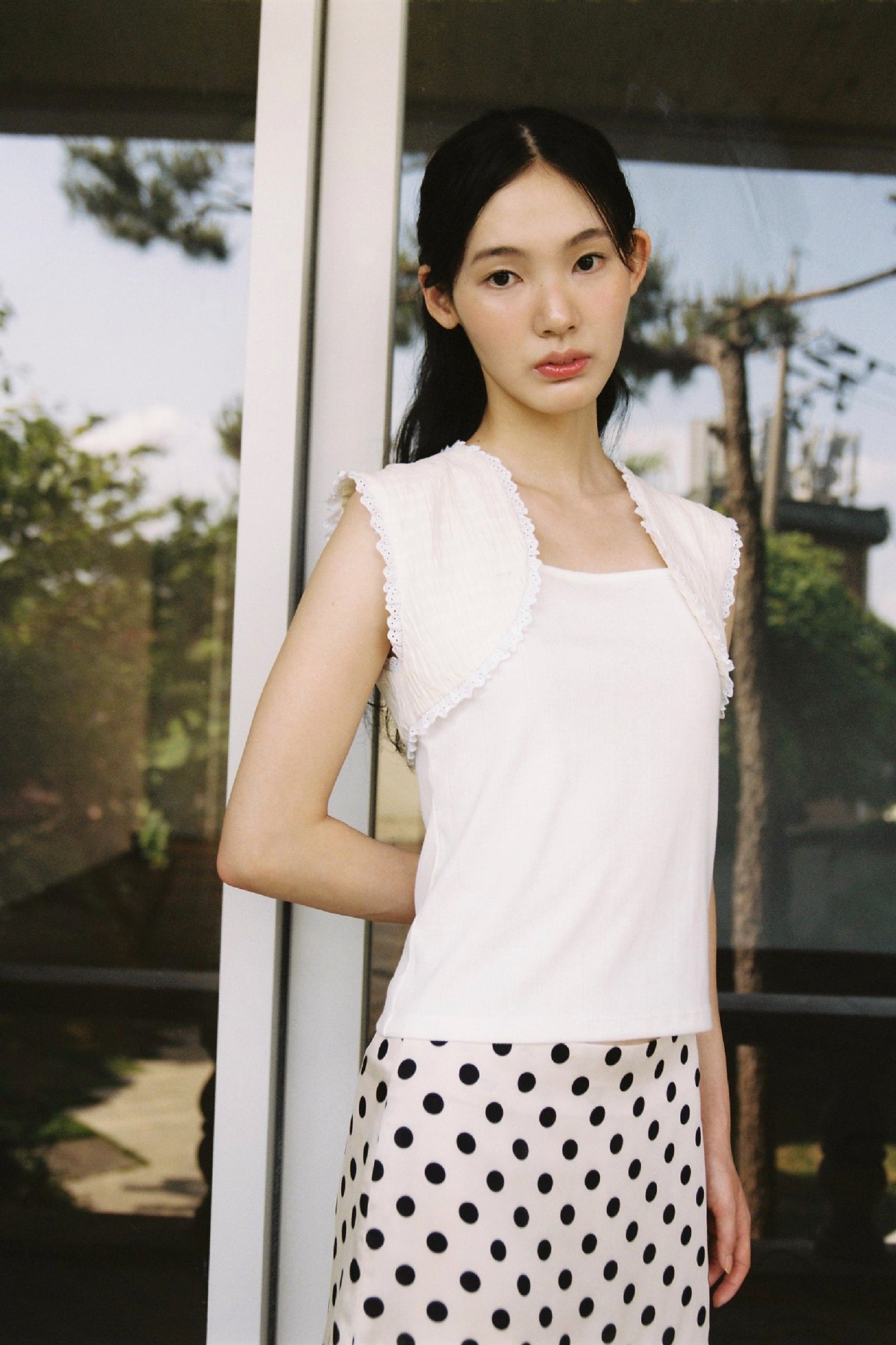 DOT PLEASTS SKIRT_BEIGE