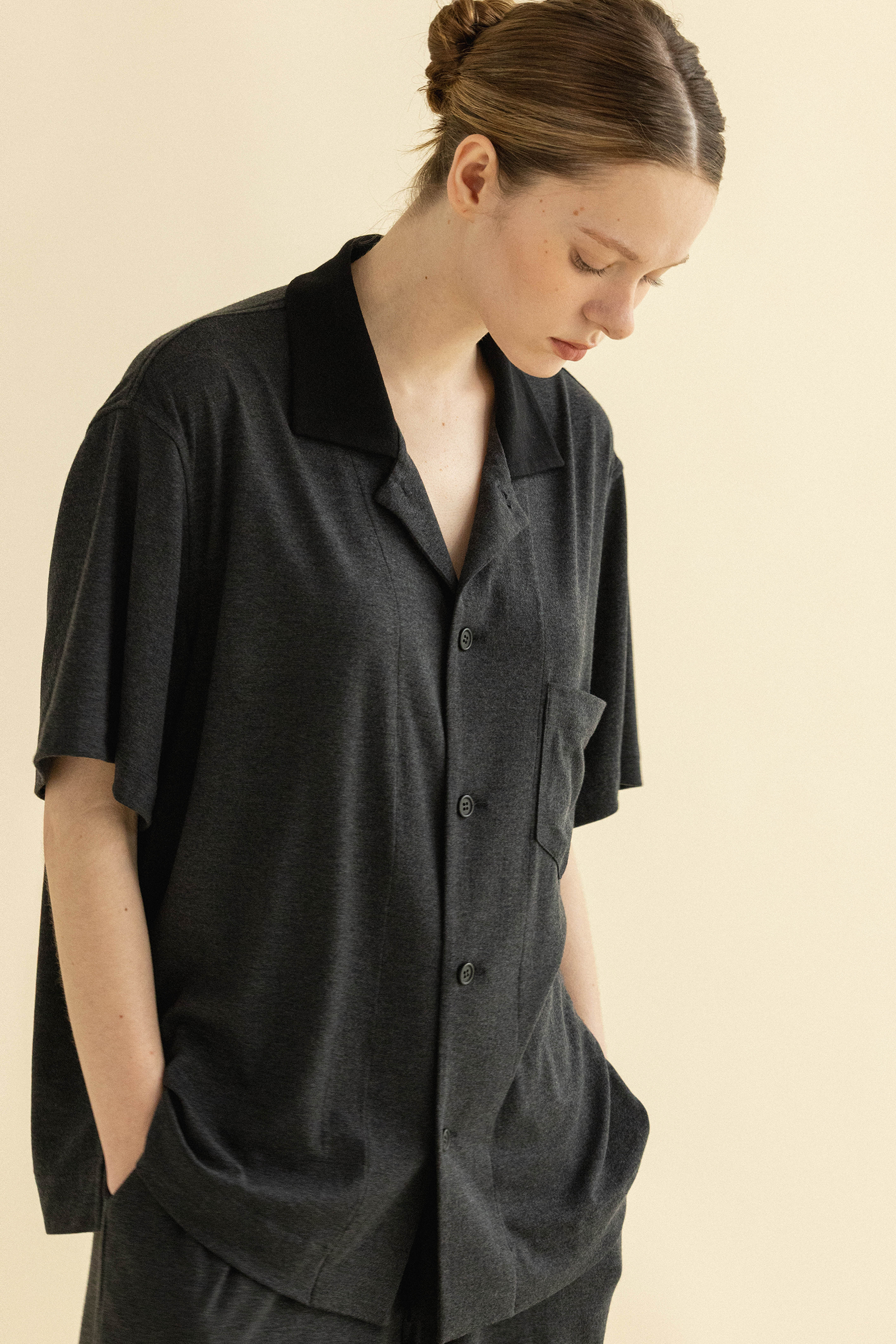 CHARCOAL DROP PAJAMAS SET UP_CHARBON