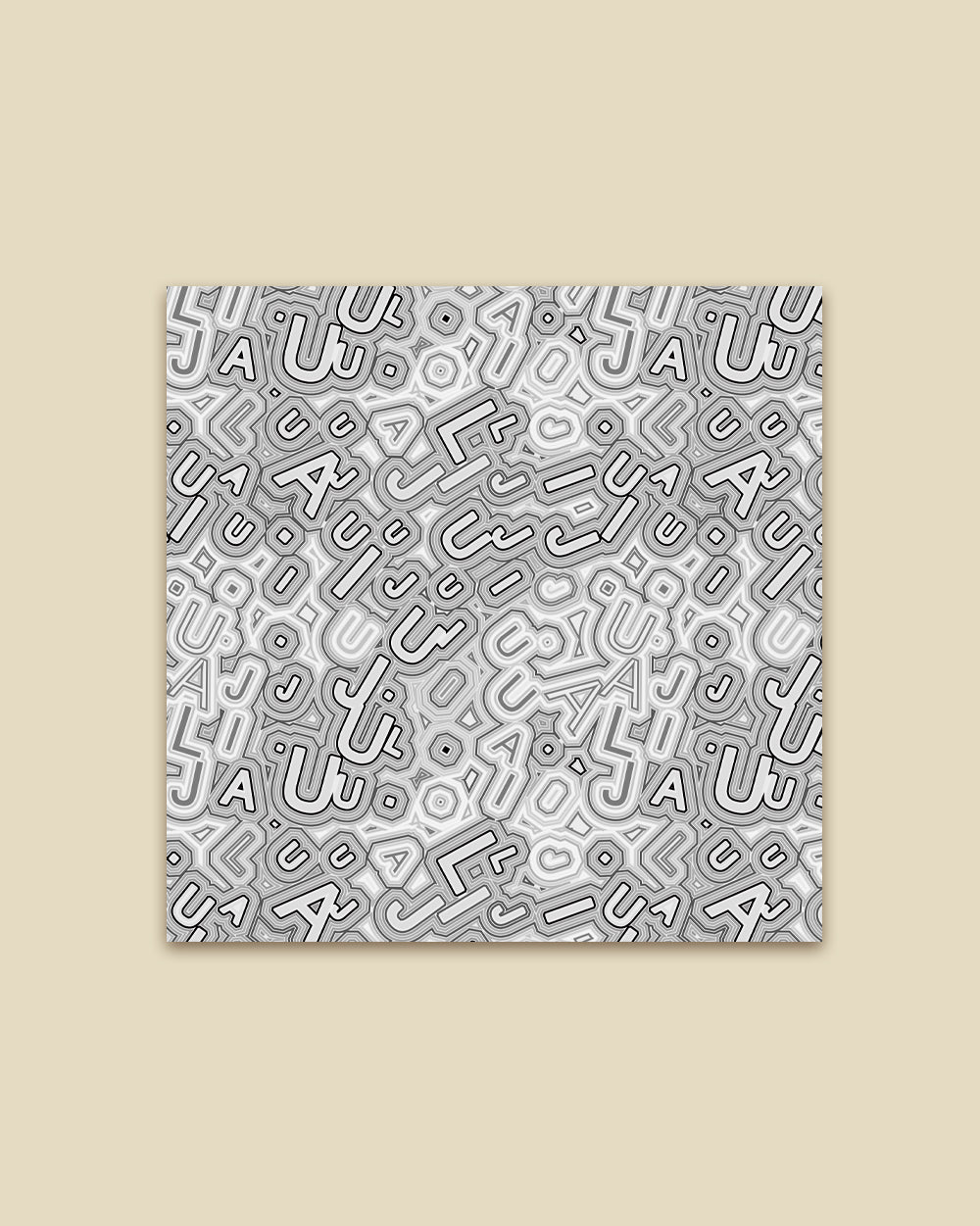 LETTER MAZE BLACK SILK SCARF_BLACK