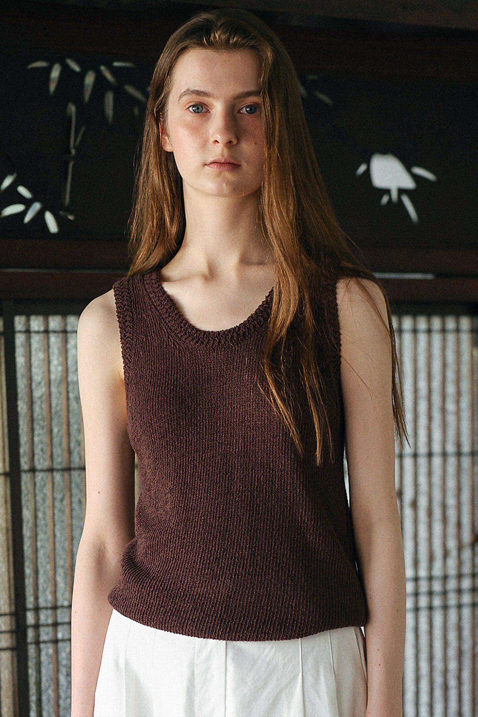 HARRIETTE KNIT SLEEVELESS_MARRON