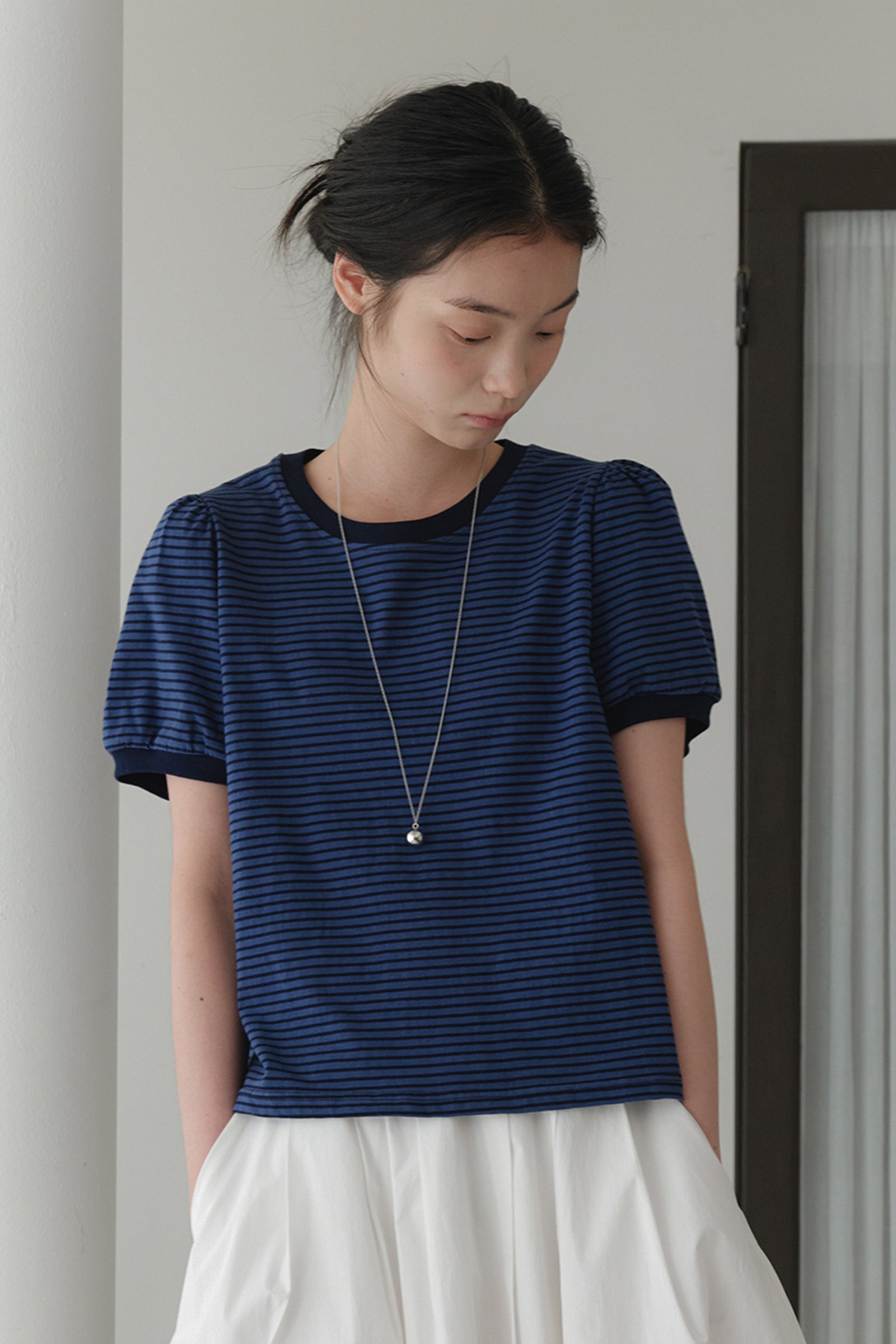 FINE STRIPE T-SHIRT_NAVY