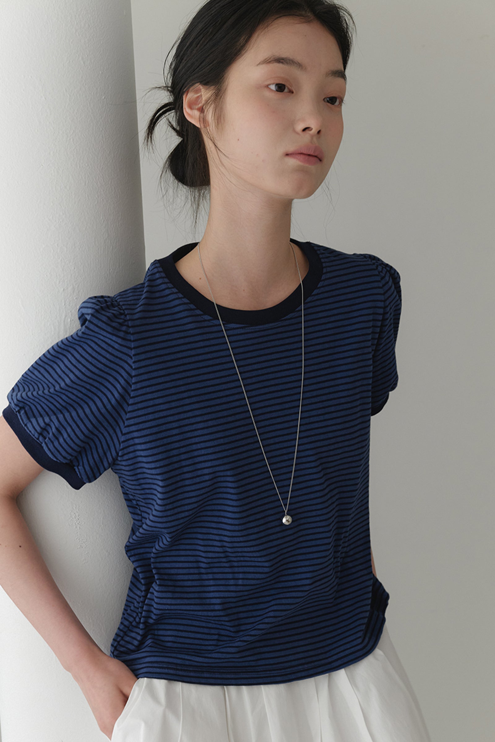 FINE STRIPE T-SHIRT_NAVY