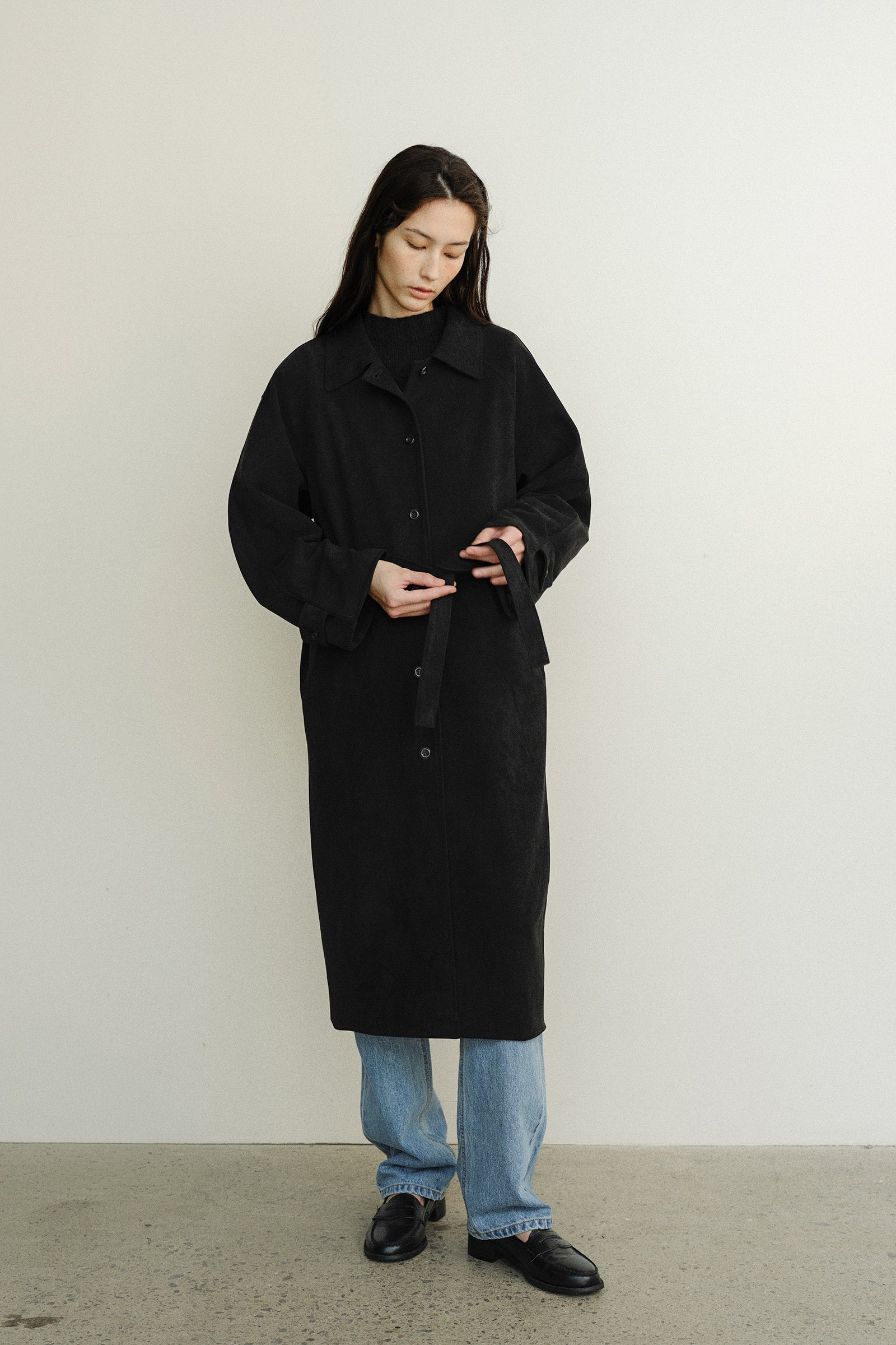 MANTEAU LONG EN SUÉDINE_NOIR