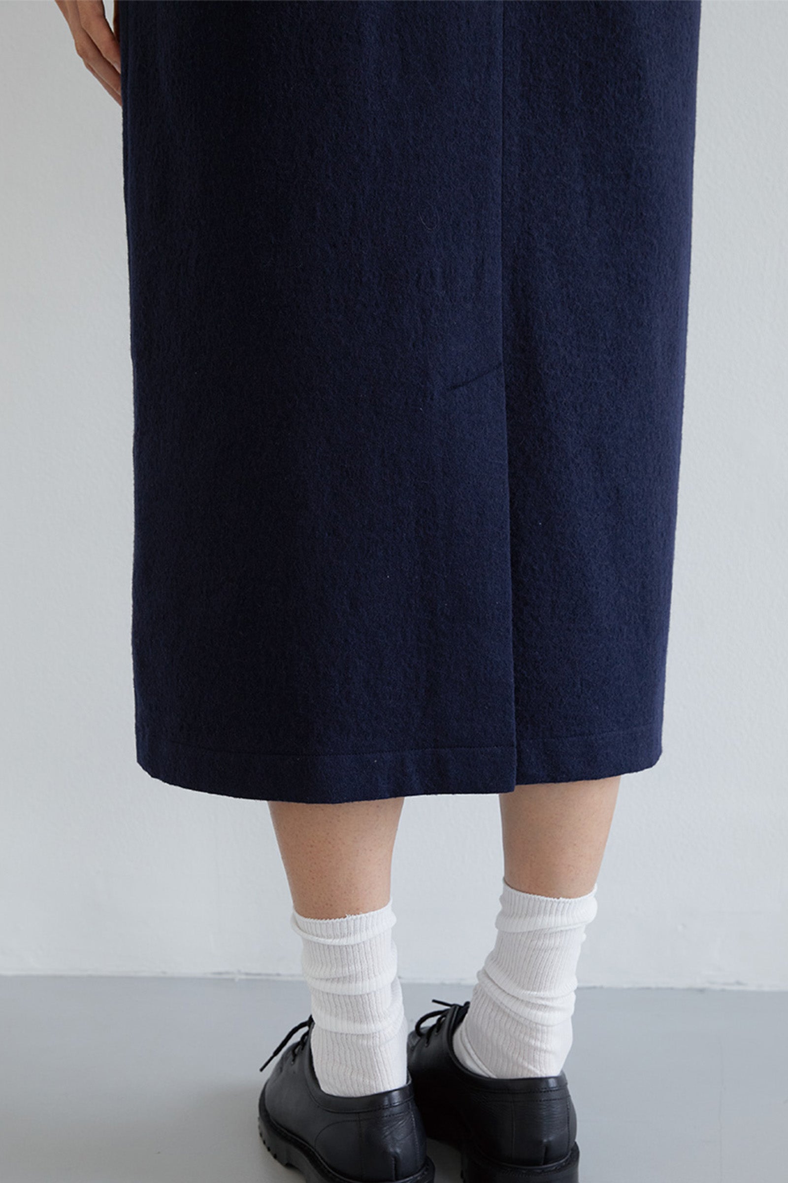 COTTON WOOL BLEND DRESS_NAVY