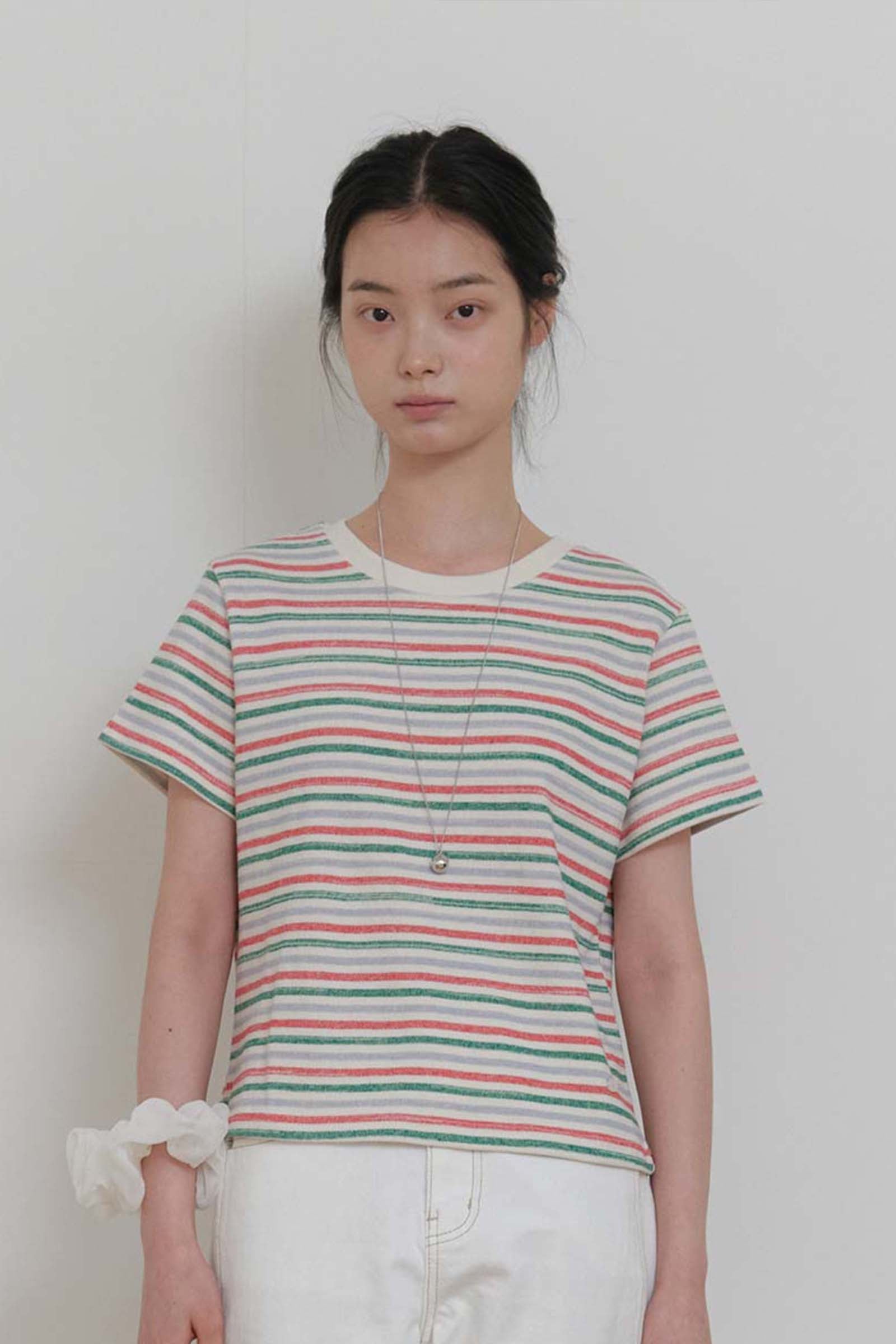 PAINTED STRIPE T-SHIRT_IVORY