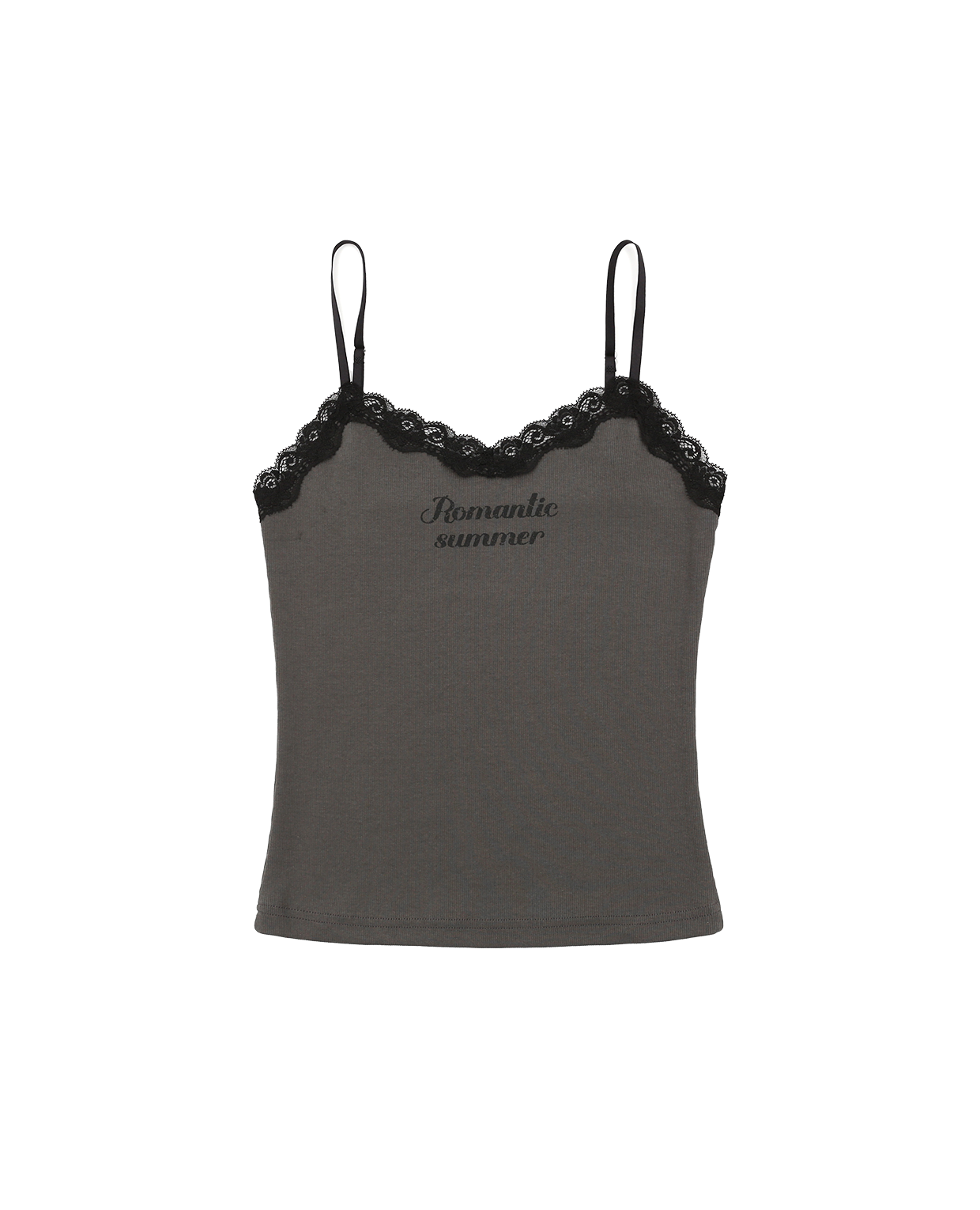 LACE LATTERING SLEEVELESS_CHARCOAL